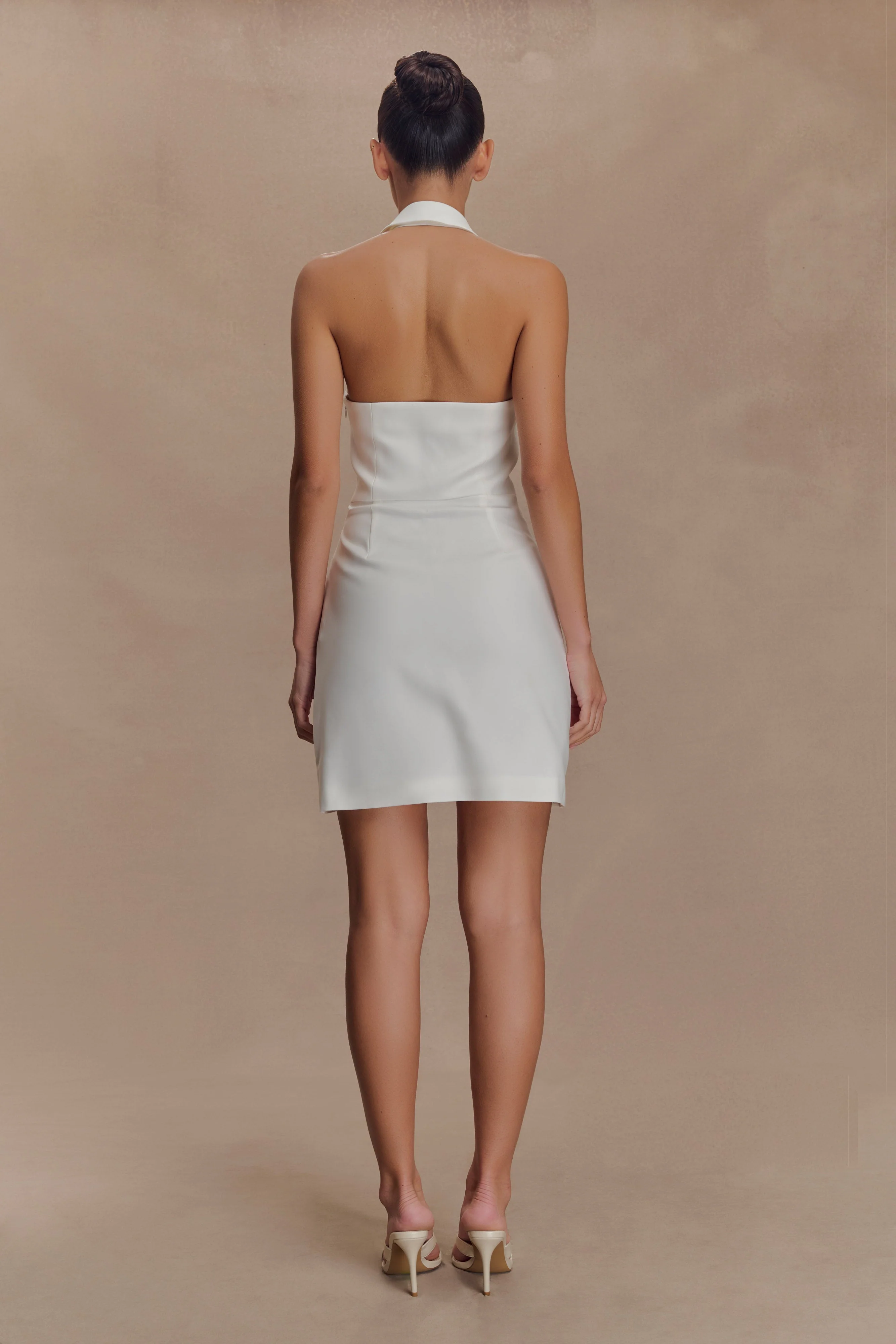 Ruth Cotton Halter Mini Dress - Ivory - Image 2