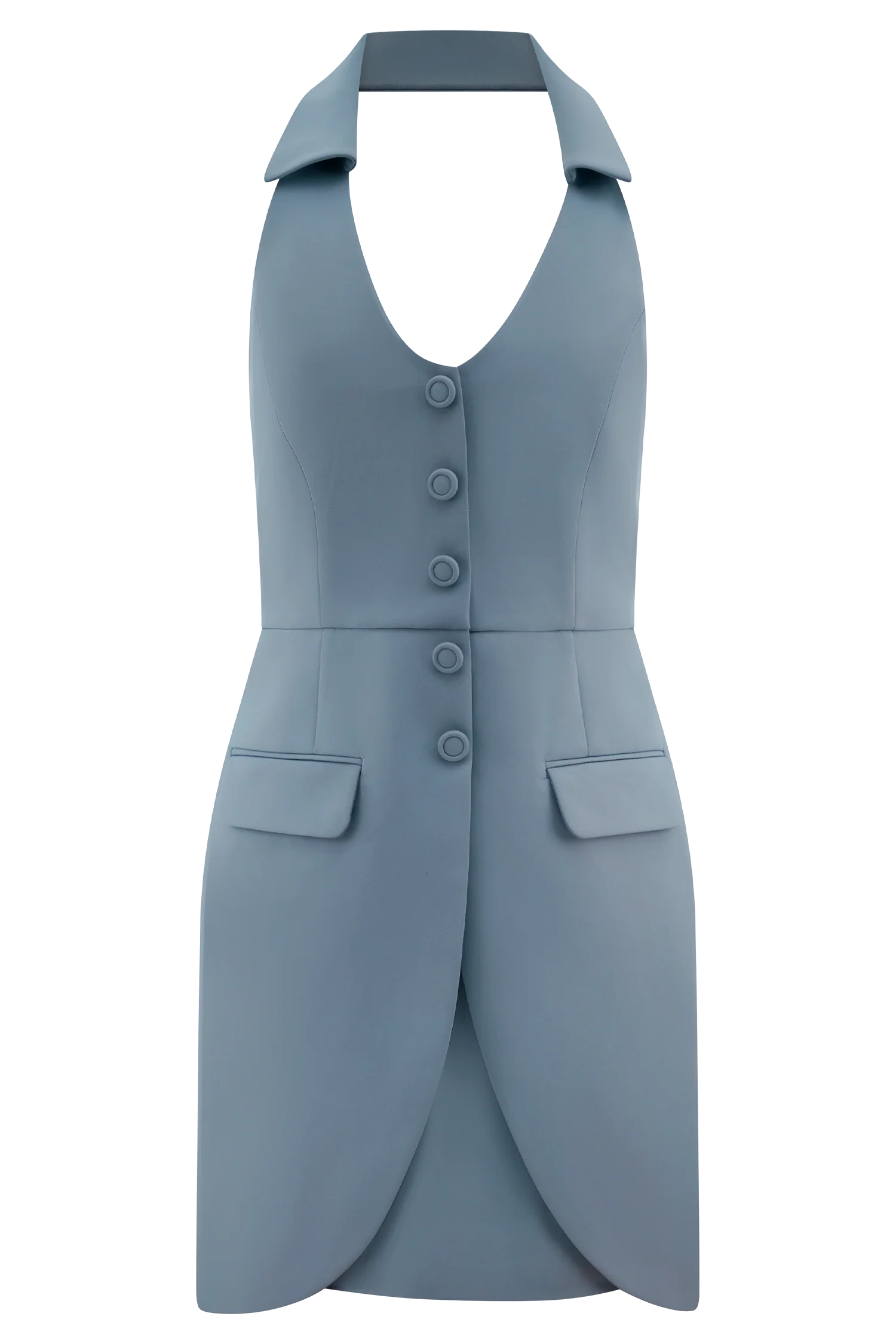 Ruth Cotton Halter Mini Dress - Ocean Blue - Image 7