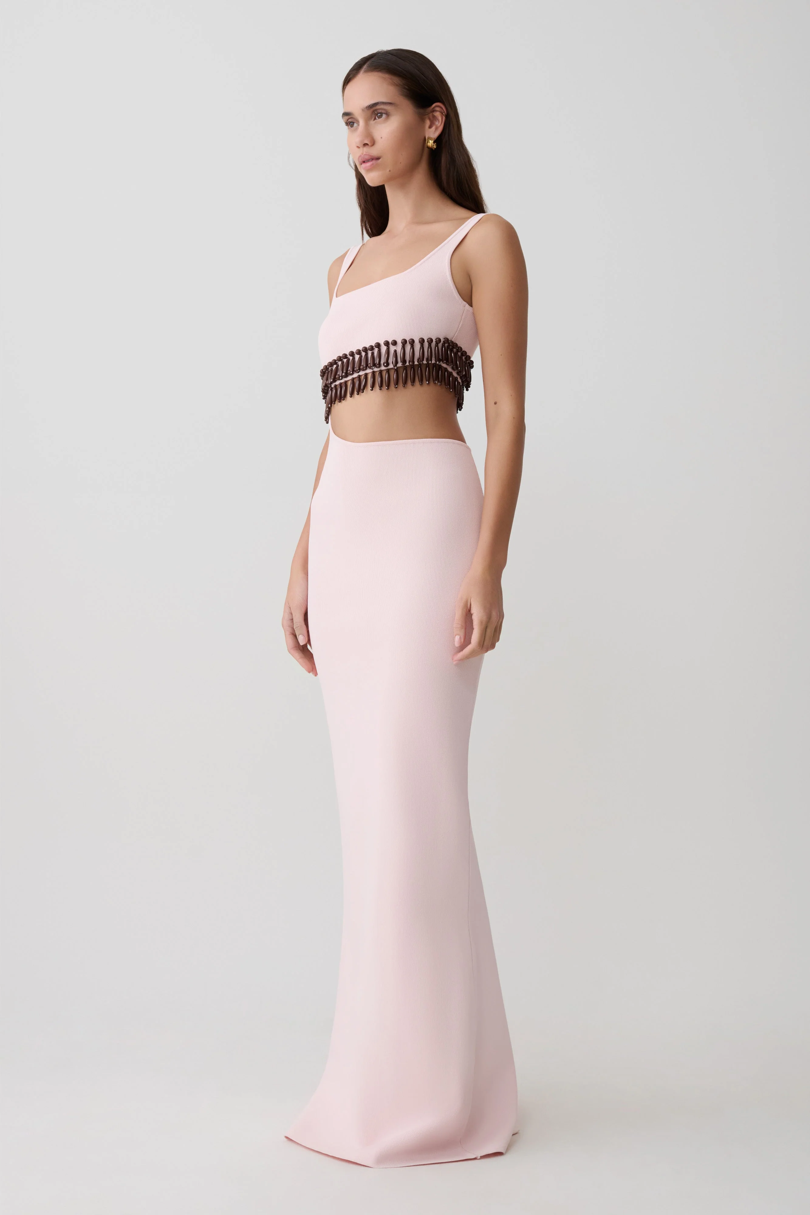 Ruvic Knit Maxi Beaded Dress - Baby Pink - Image 4