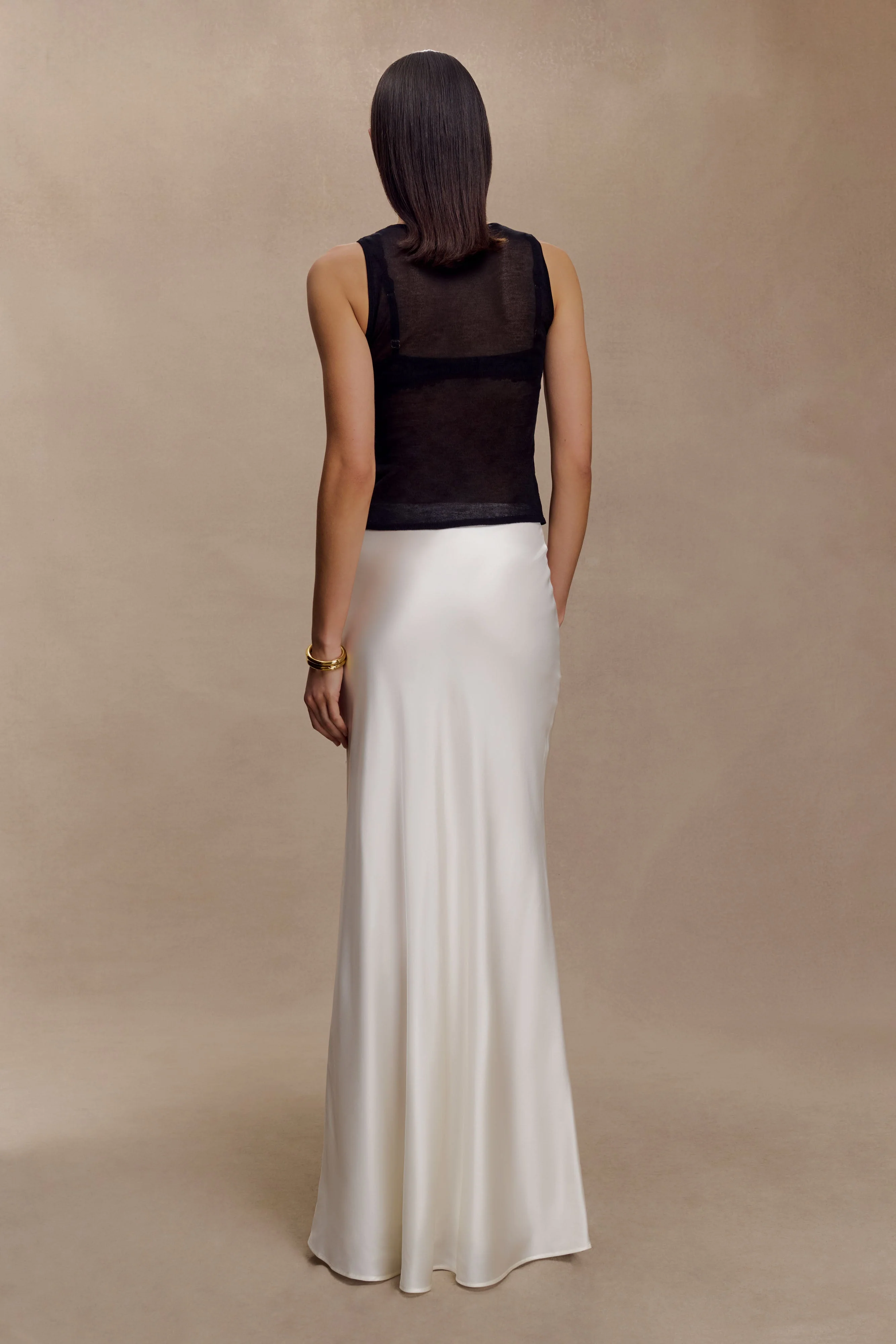 Sabrina Silk Blend Maxi Skirt - Ivory - Image 3
