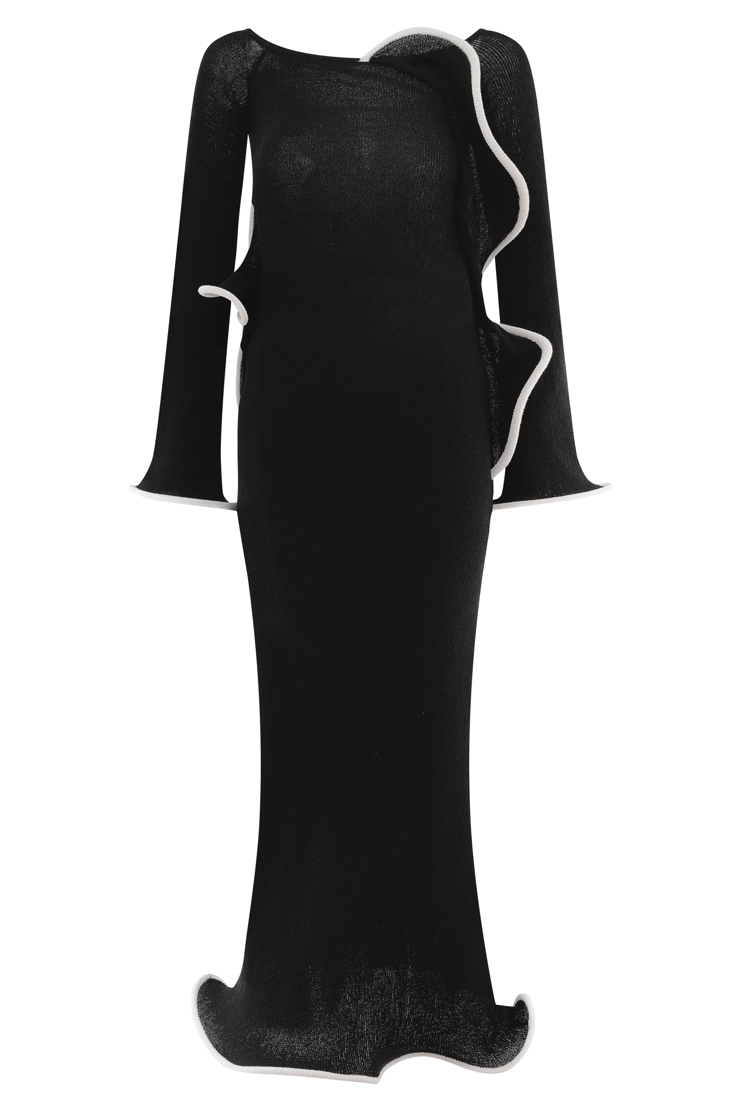 Sandrine Off Shoulder Knit Maxi Dress - Black/White - Image 9