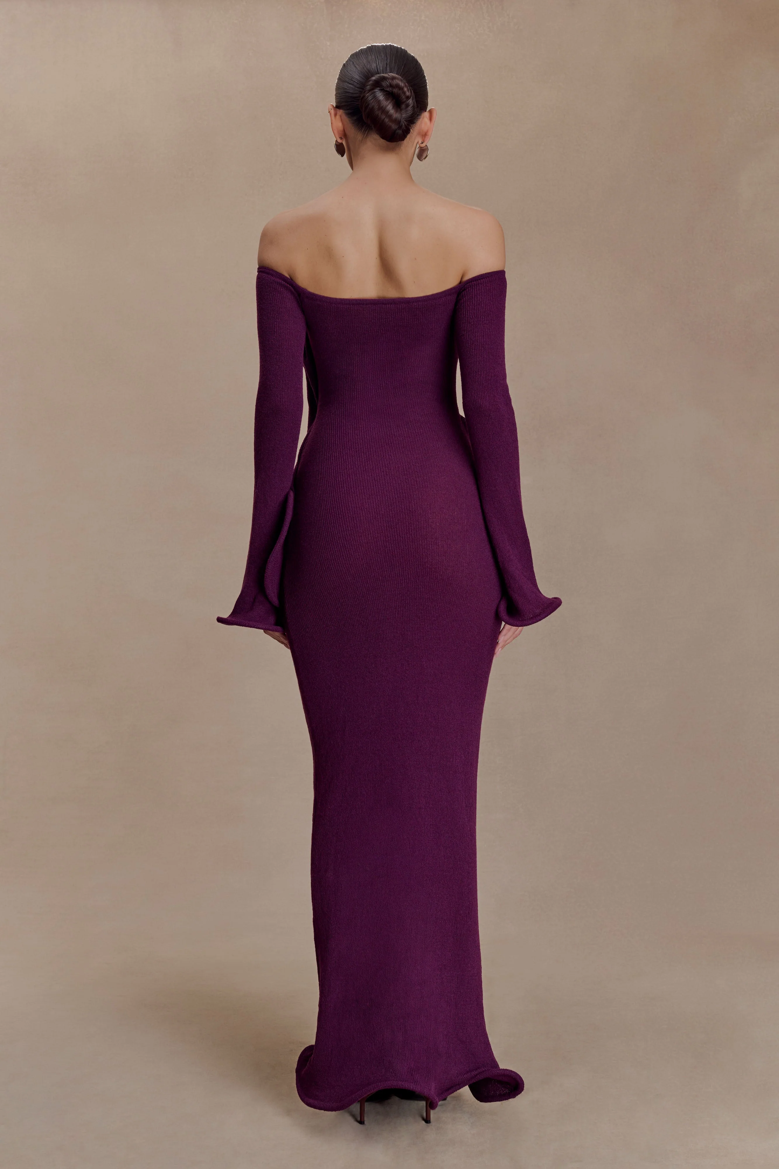 Sandrine Off Shoulder Knit Maxi Dress - Plum - Image 2