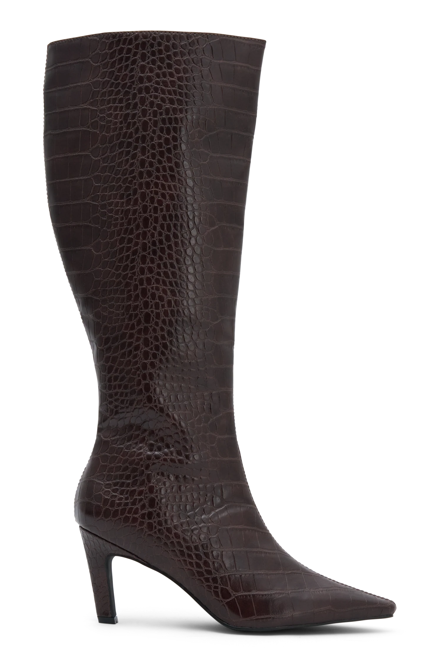 Sarah Faux Leather Crocodile Boot - Chocolate - Image 6