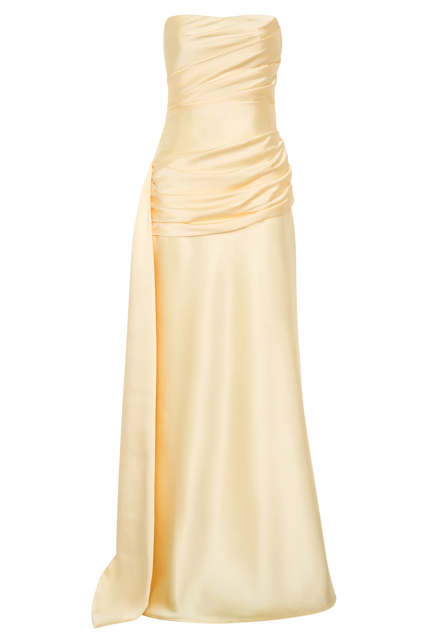 Sarah Strapless Maxi Dress With Waist Tie - Lemon - Image 11
