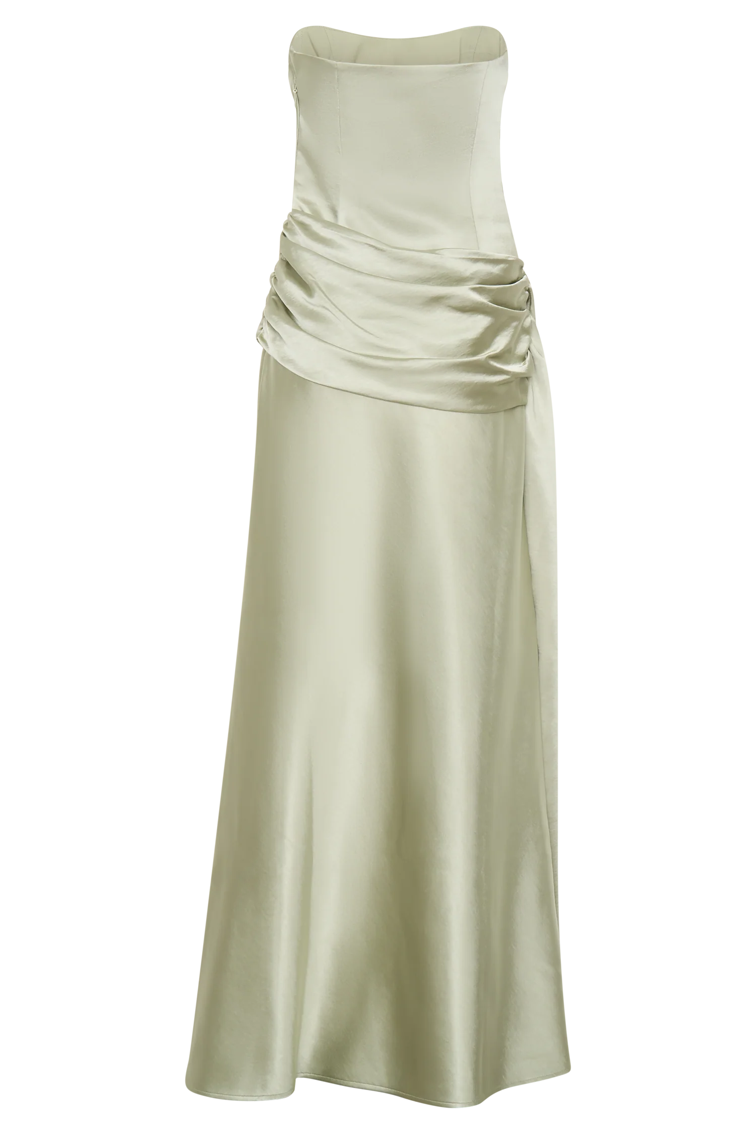 Sarah Strapless Maxi Dress With Waist Tie - Sage - Image 6