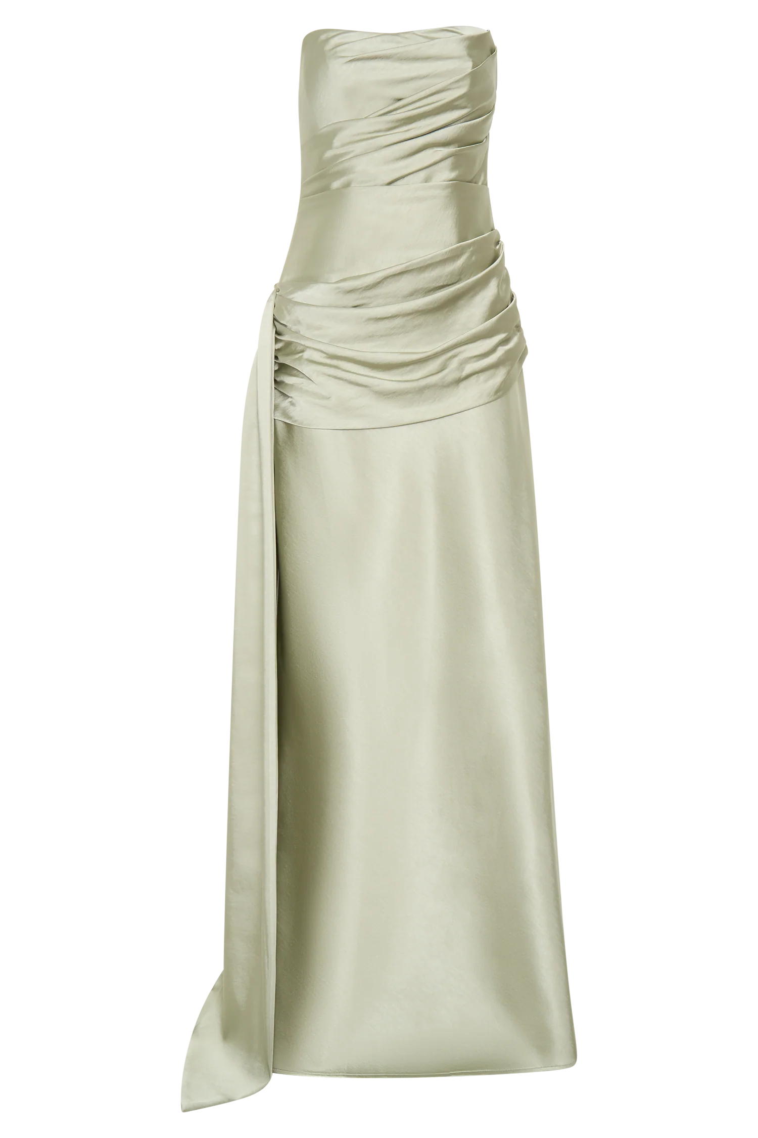 Sarah Strapless Maxi Dress With Waist Tie - Sage - Image 7