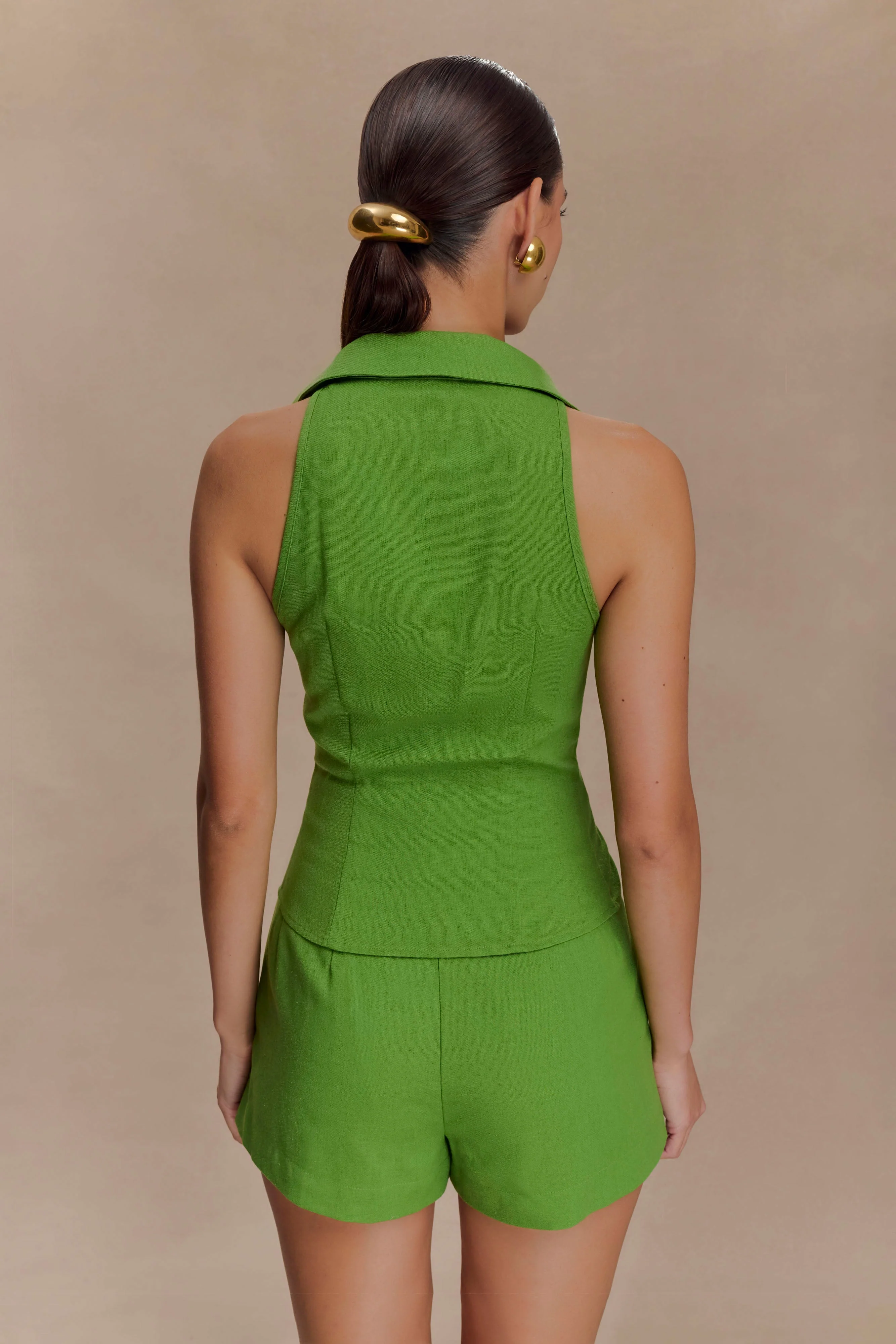 Scout Sleeveless Linen Shirt - Green - Image 2