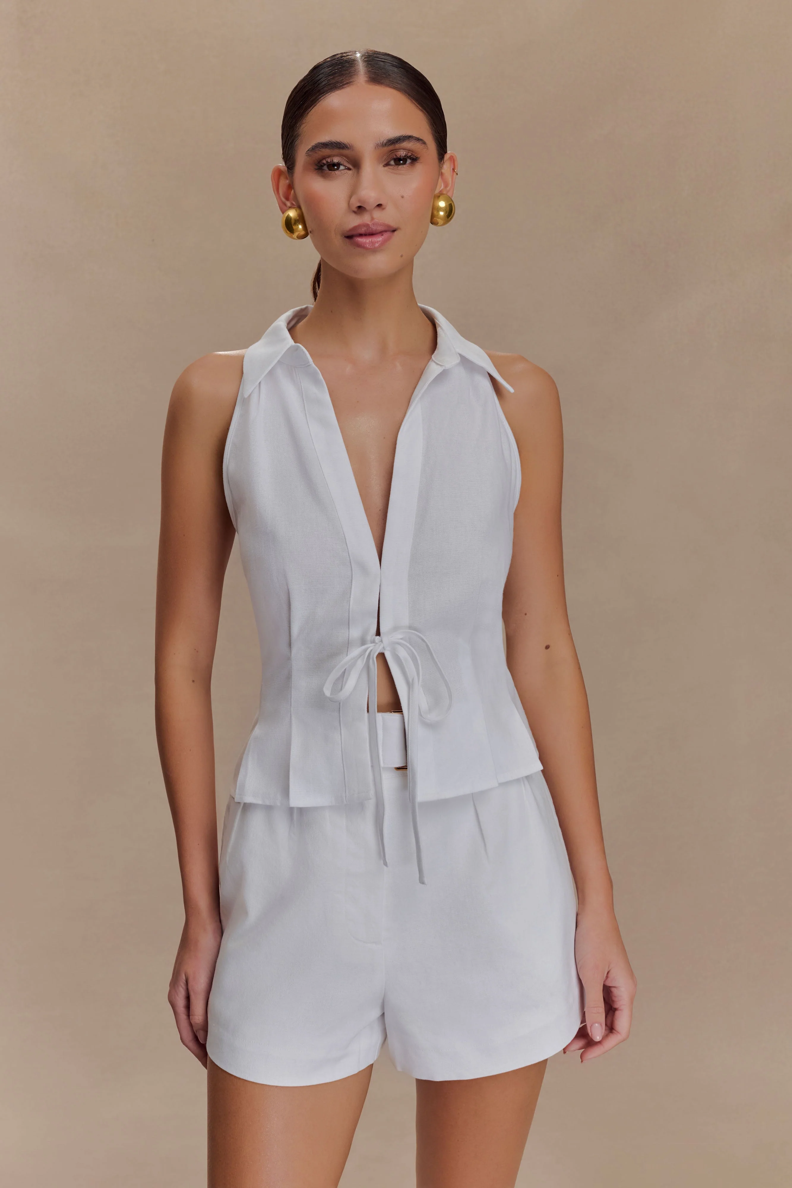 Scout Sleeveless Linen Shirt - White - Image 5