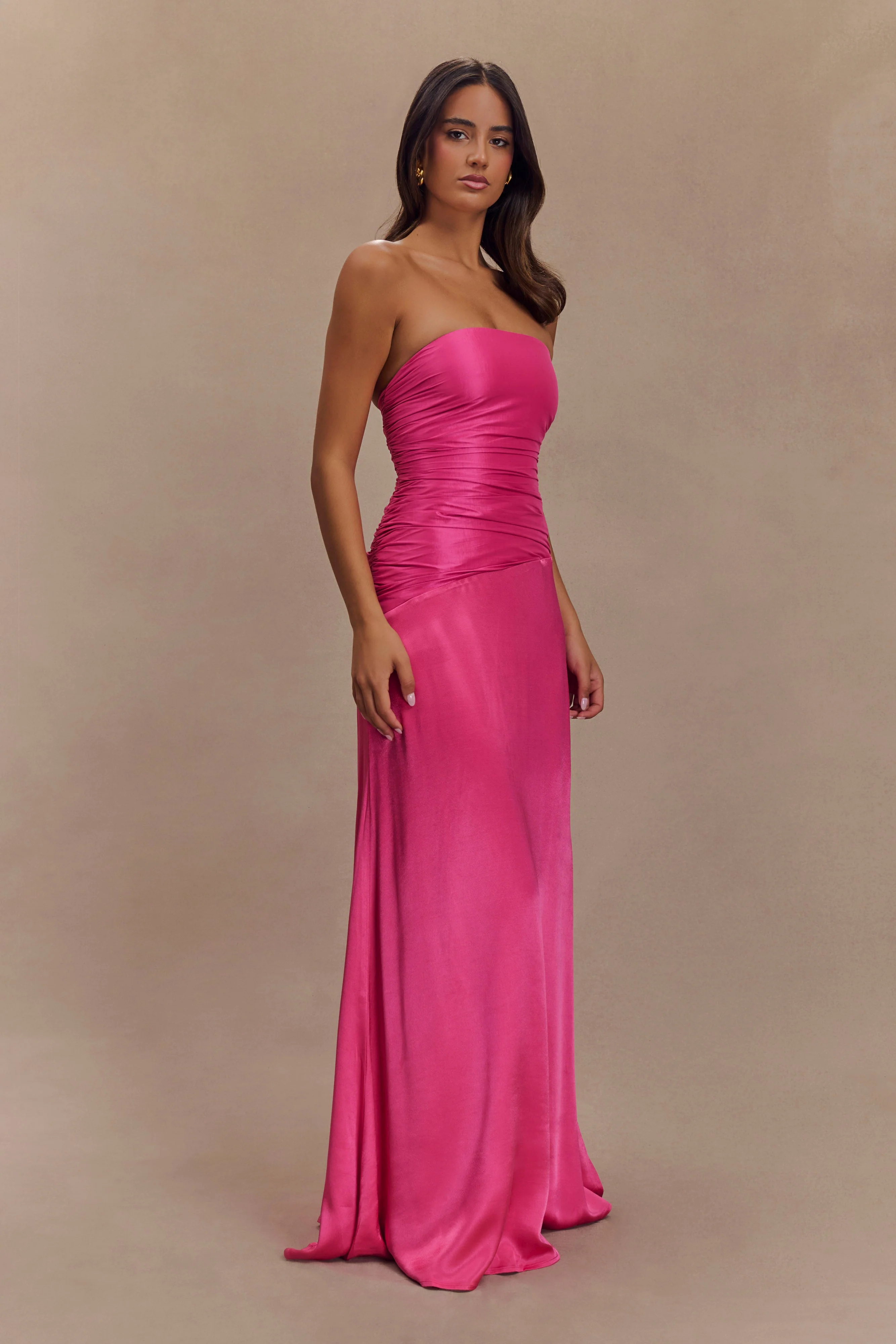 Serena Strapless Taffeta Maxi Dress - Crimson Pink - Image 4