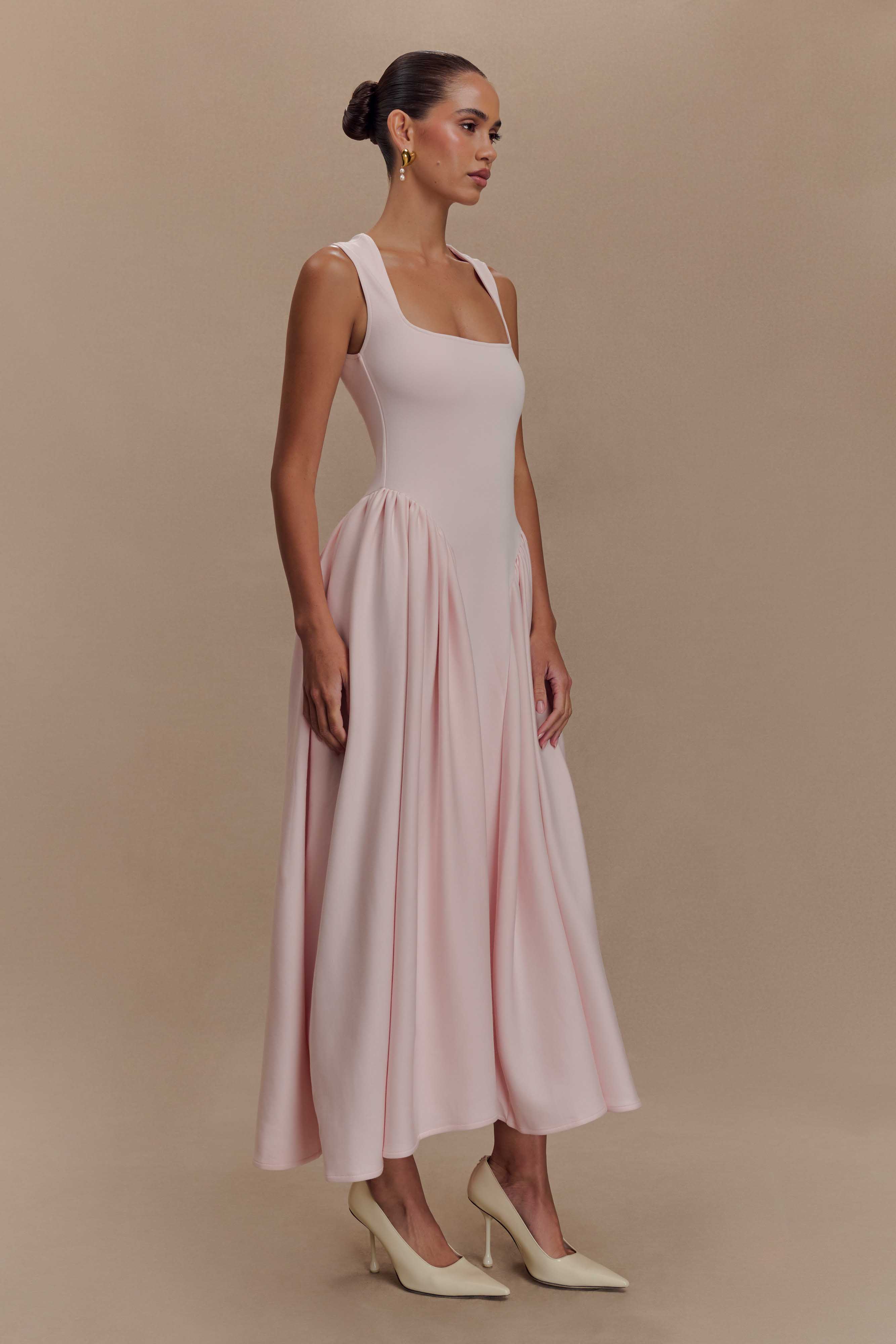 Sharon Scuba Jersey Midi Dress - Ballet Pink - Image 5