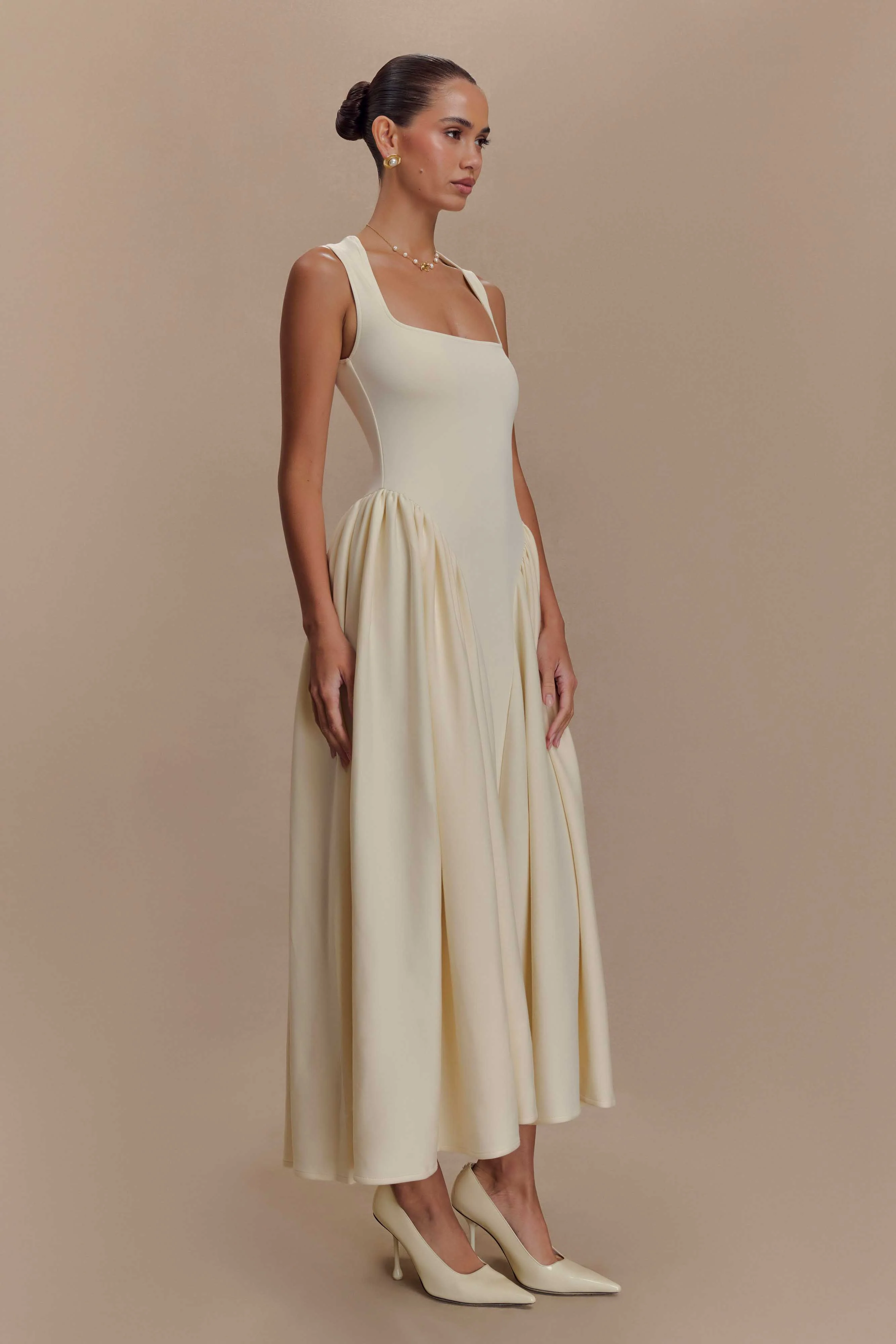 Sharon Scuba Jersey Midi Dress - Ivory - Image 5
