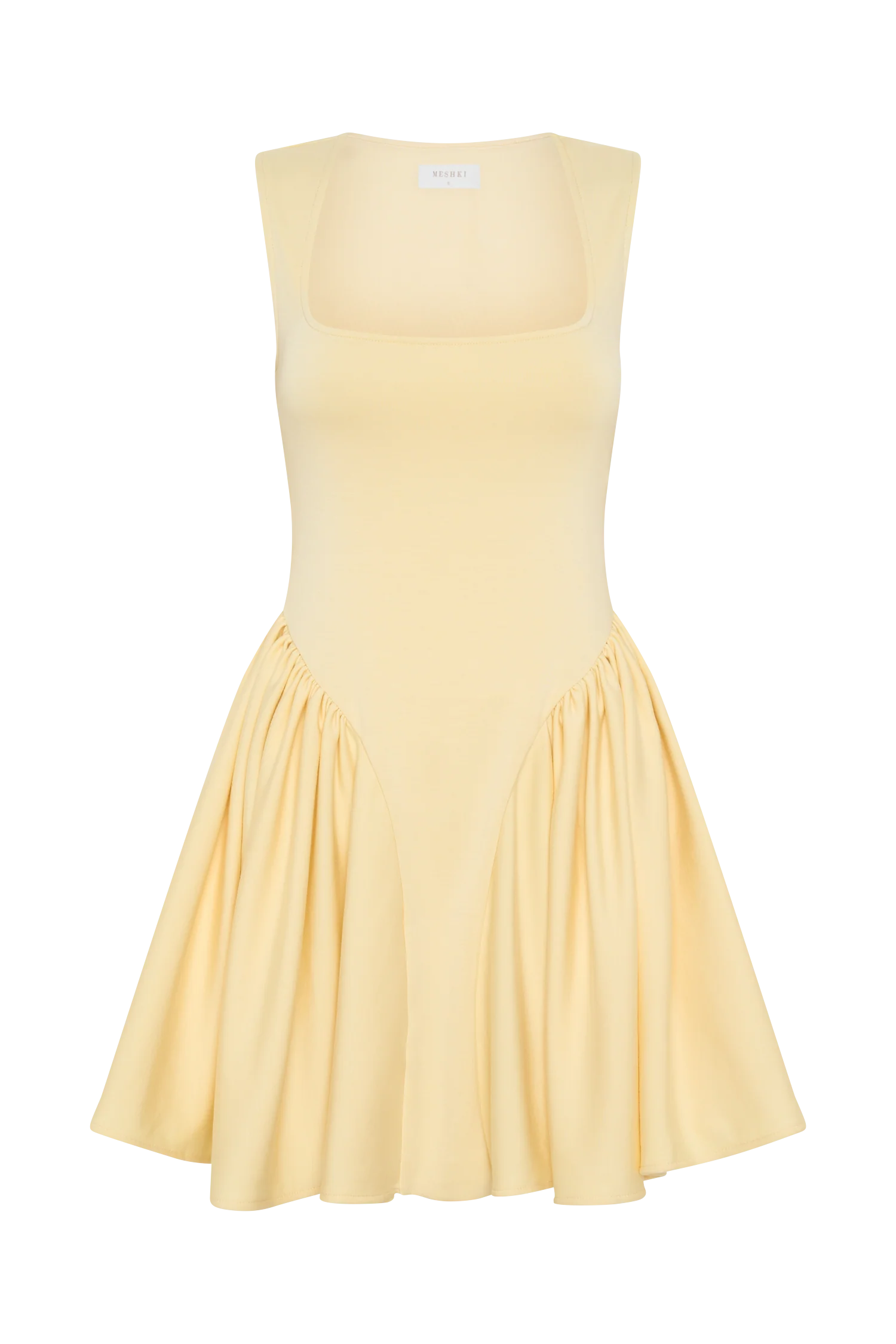 Sharon Scuba Jersey Mini Dress - Pastel Lemon - Image 7