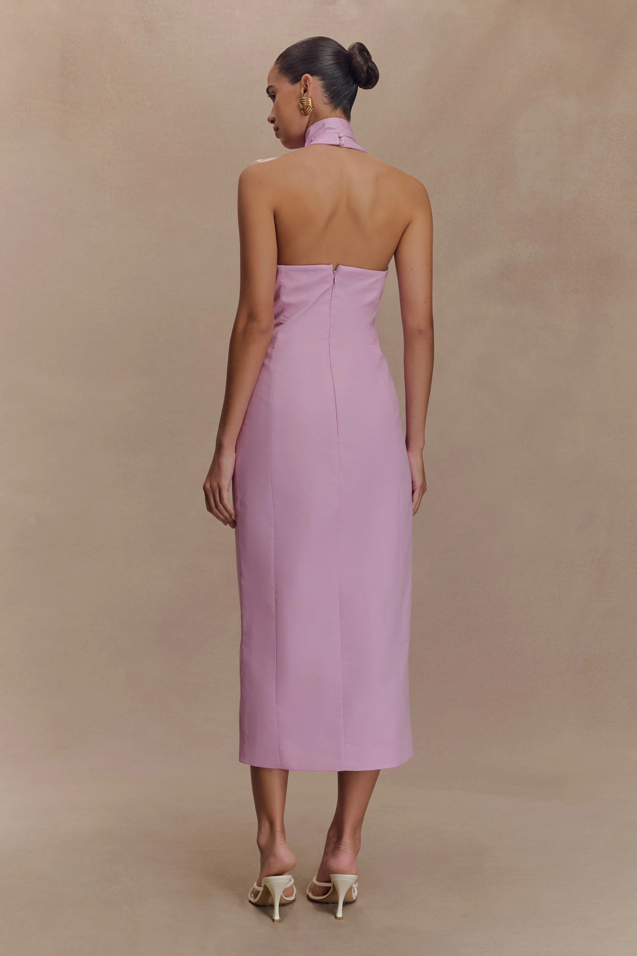 Simona Halter Neck Midi Dress - Blush Pink - Image 2