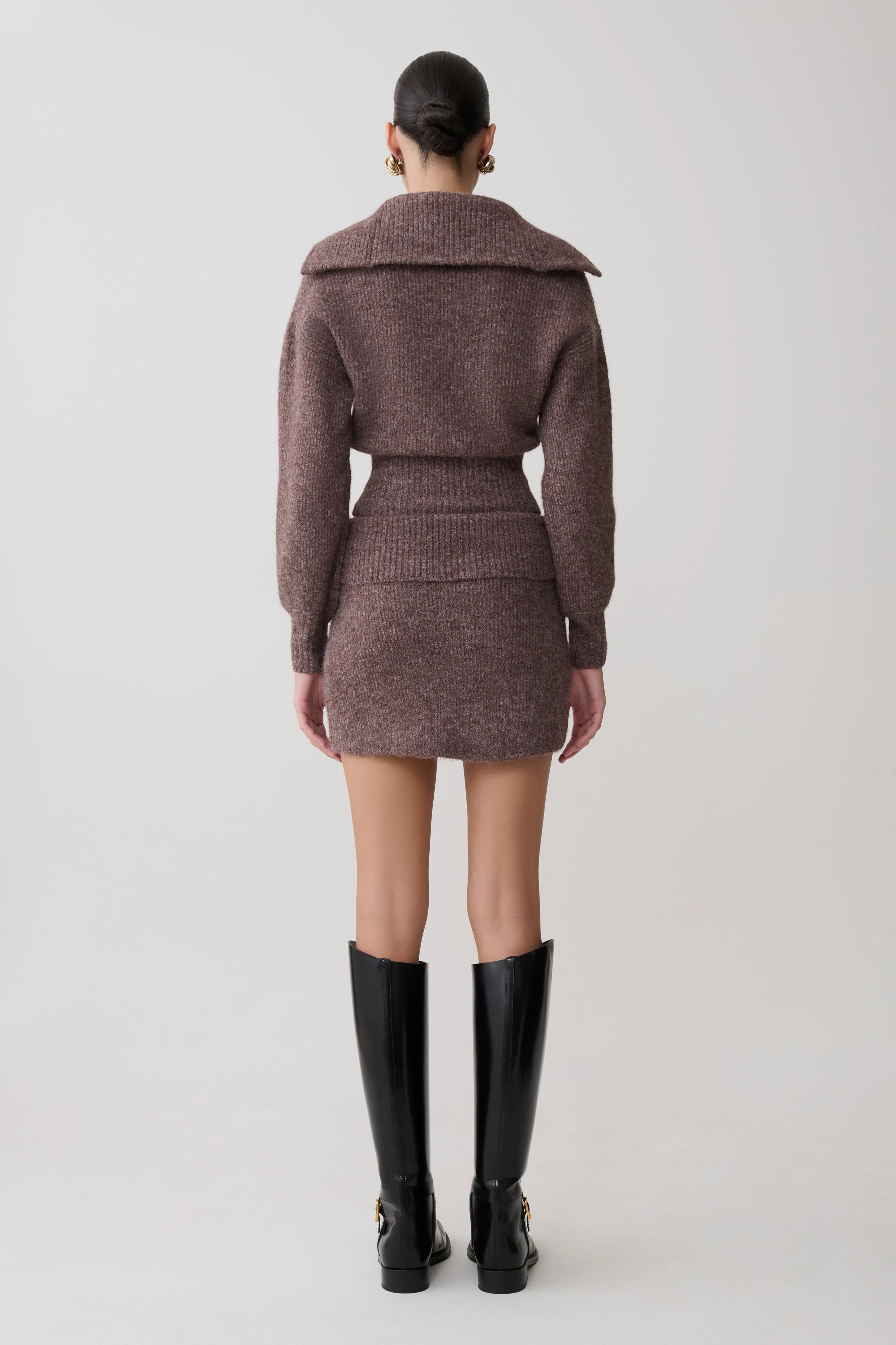 Skylaine Knit Mini Skirt - Brown Marle - Image 2