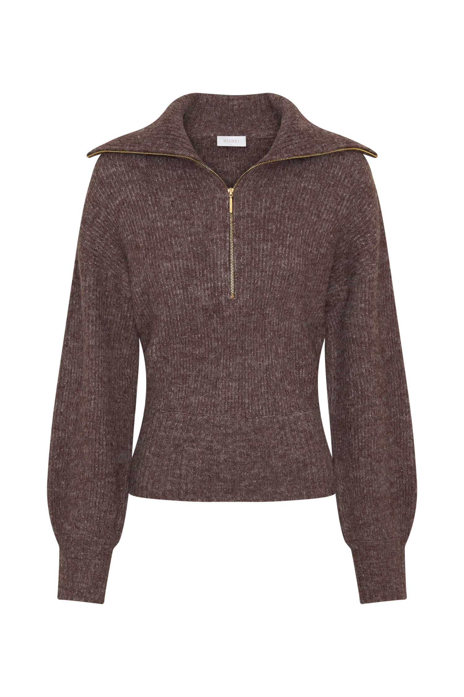 Skylaine Zip Knit Jumper - Brown Marle - Image 10