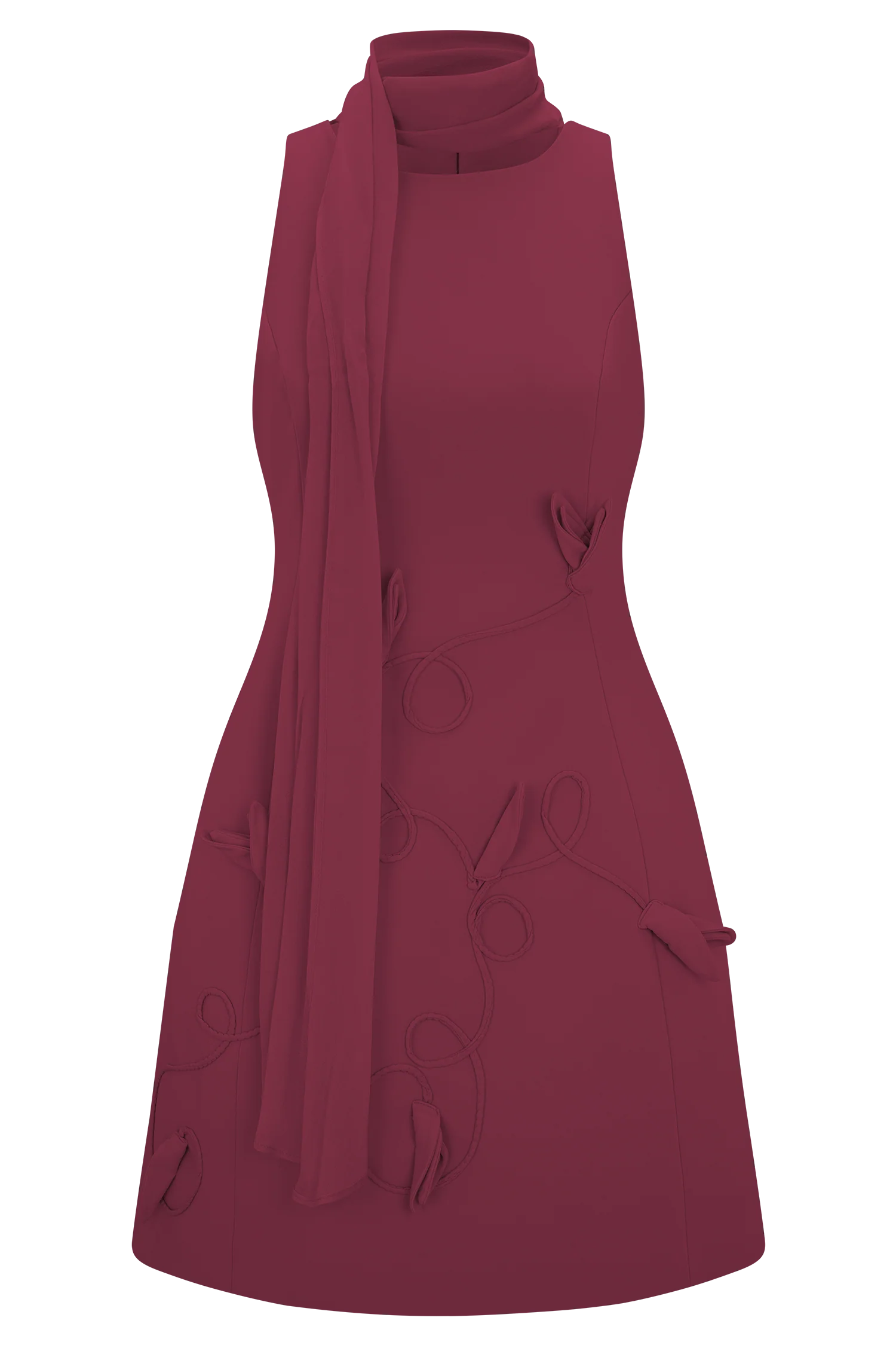 Skyler Suiting Embroidered Mini Dress - Wine - Image 9