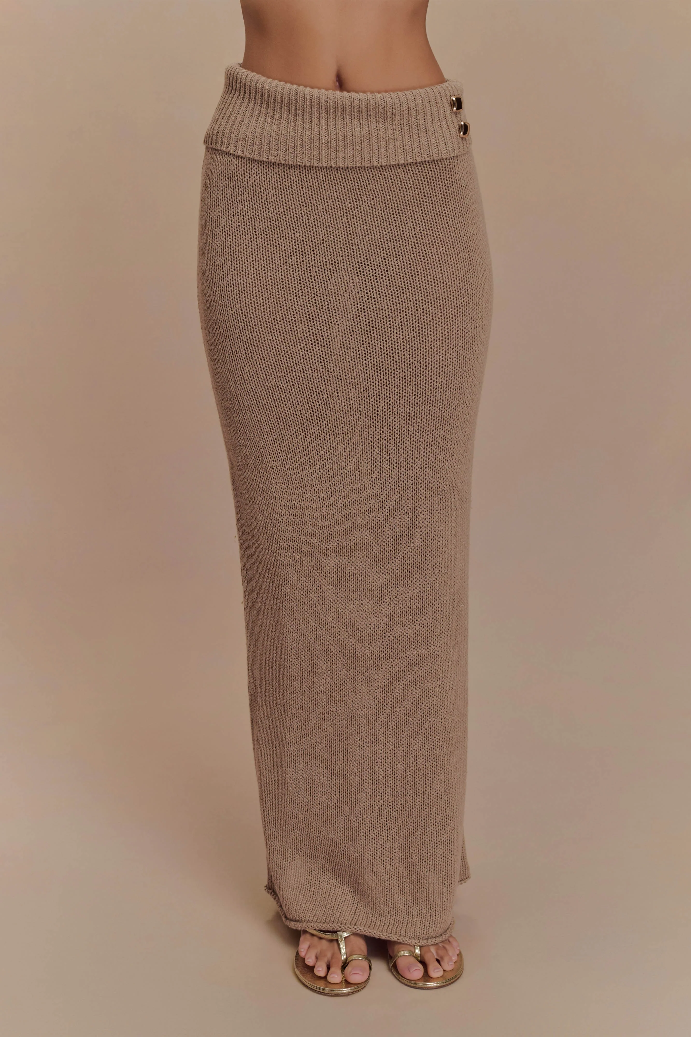 Sloane Knit Maxi Skirt - Latte - Image 4