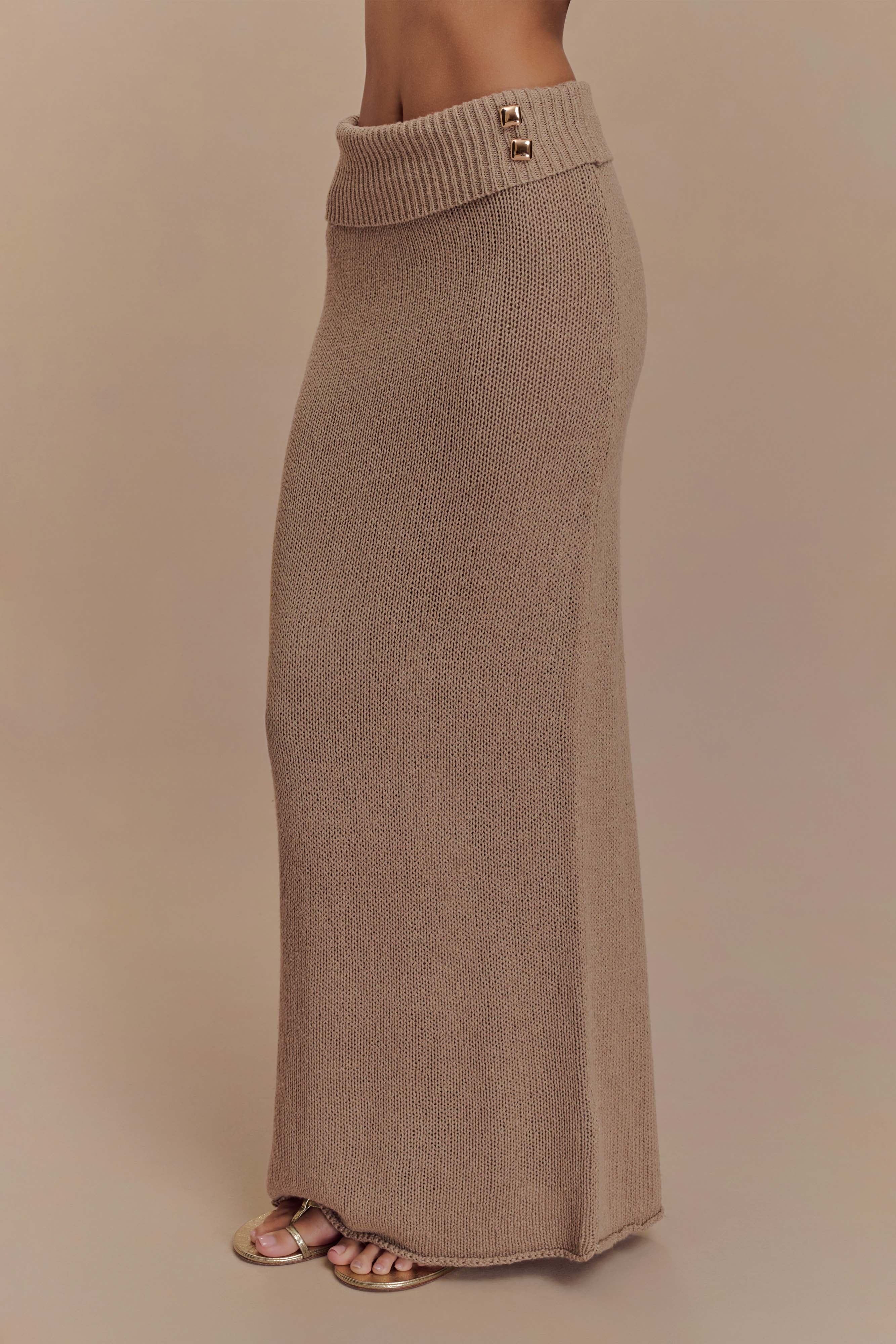 Sloane Knit Maxi Skirt - Latte - Image 5