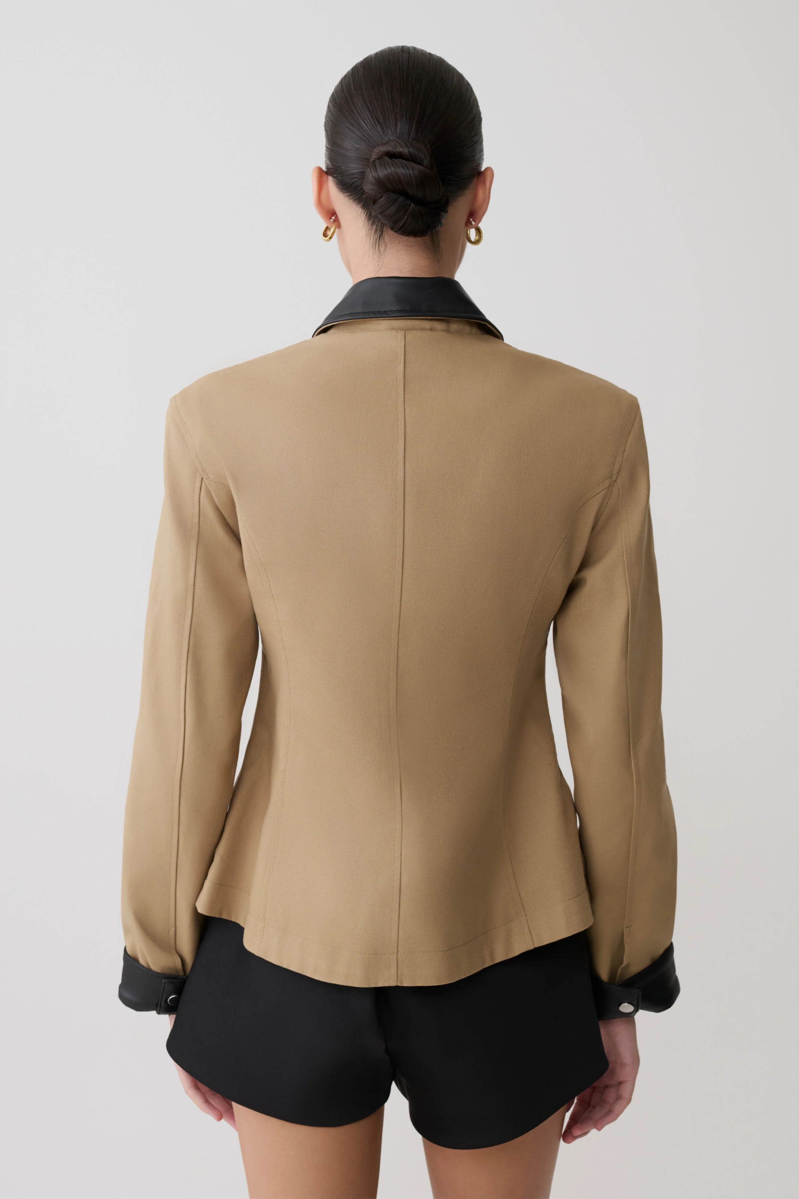 Solange Zip Up Collared Jacket - Natural - Image 5