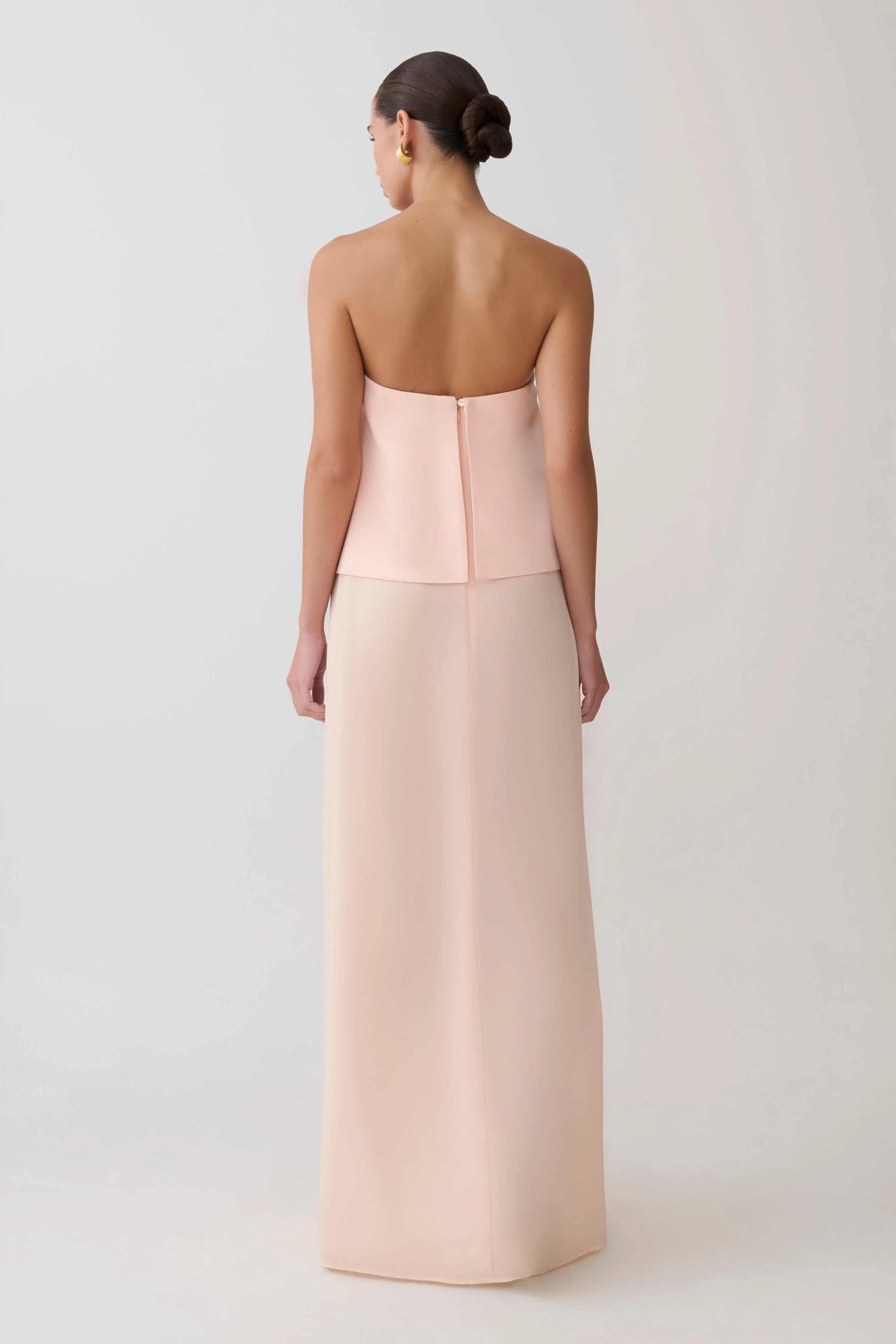 Sophia Satin Strapless Maxi Dress - Peach - Image 2