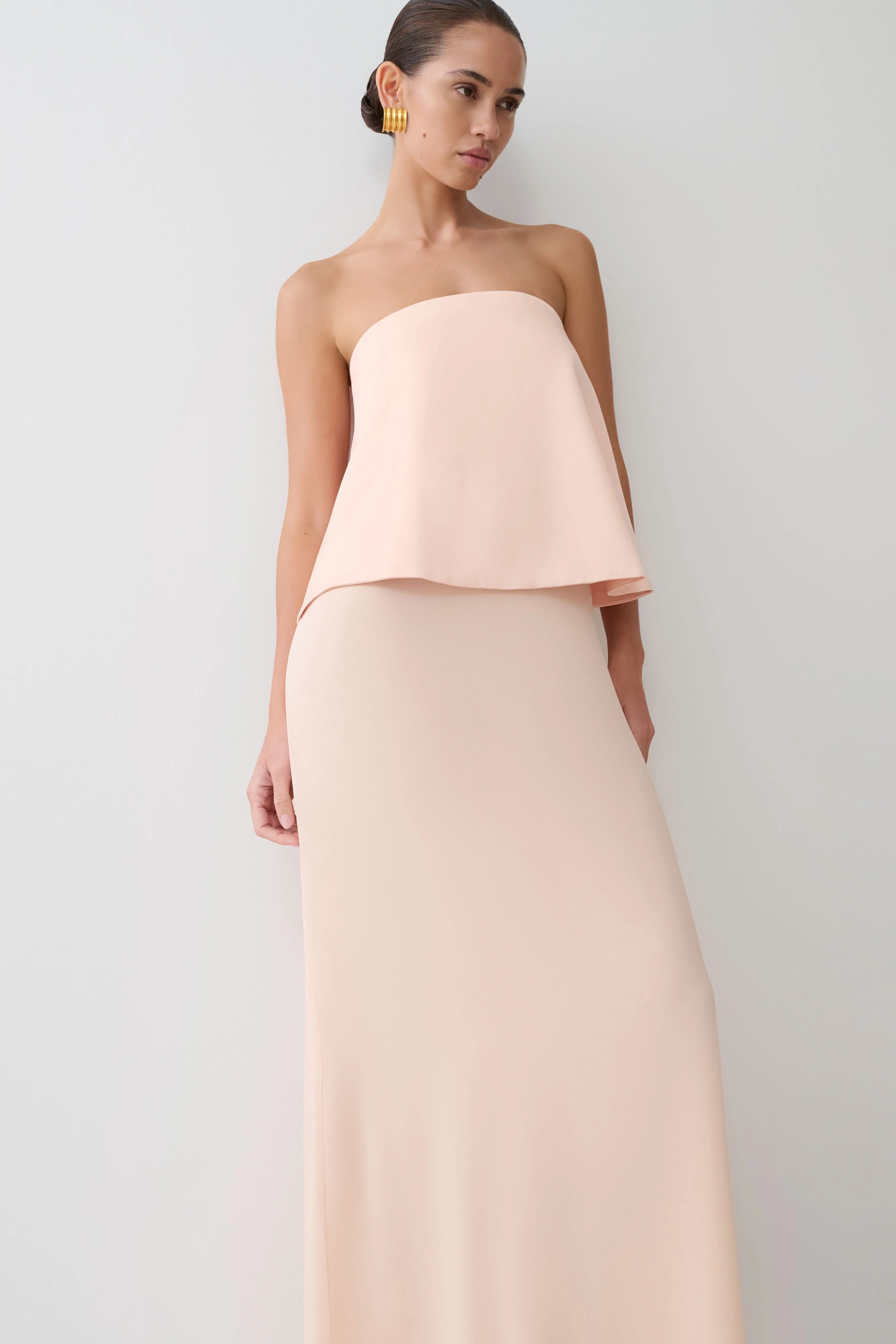 Sophia Satin Strapless Maxi Dress - Peach - Image 6