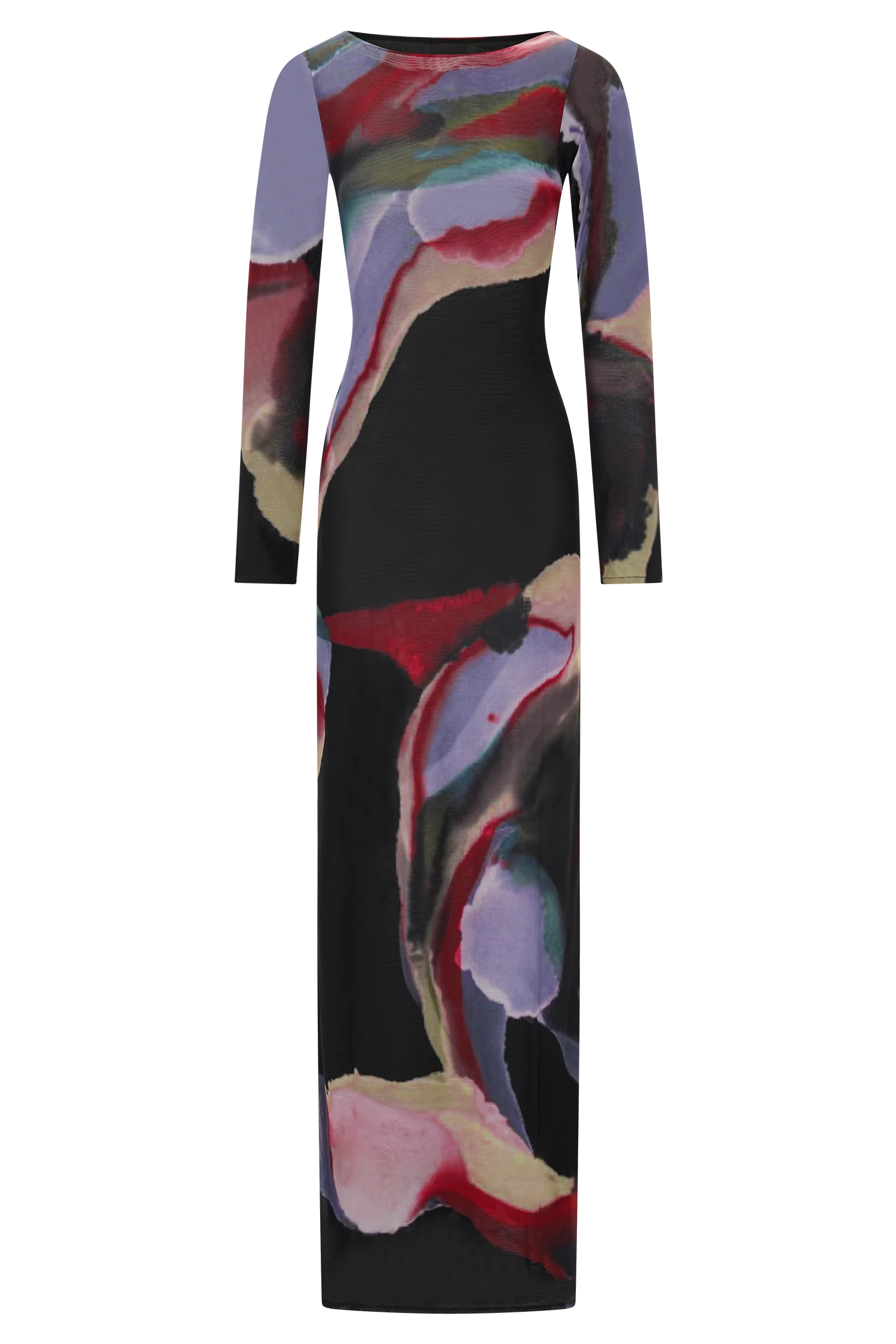 Soraya Long Sleeve Mesh Maxi Dress - Multi Fluid Reverie Print - Image 9