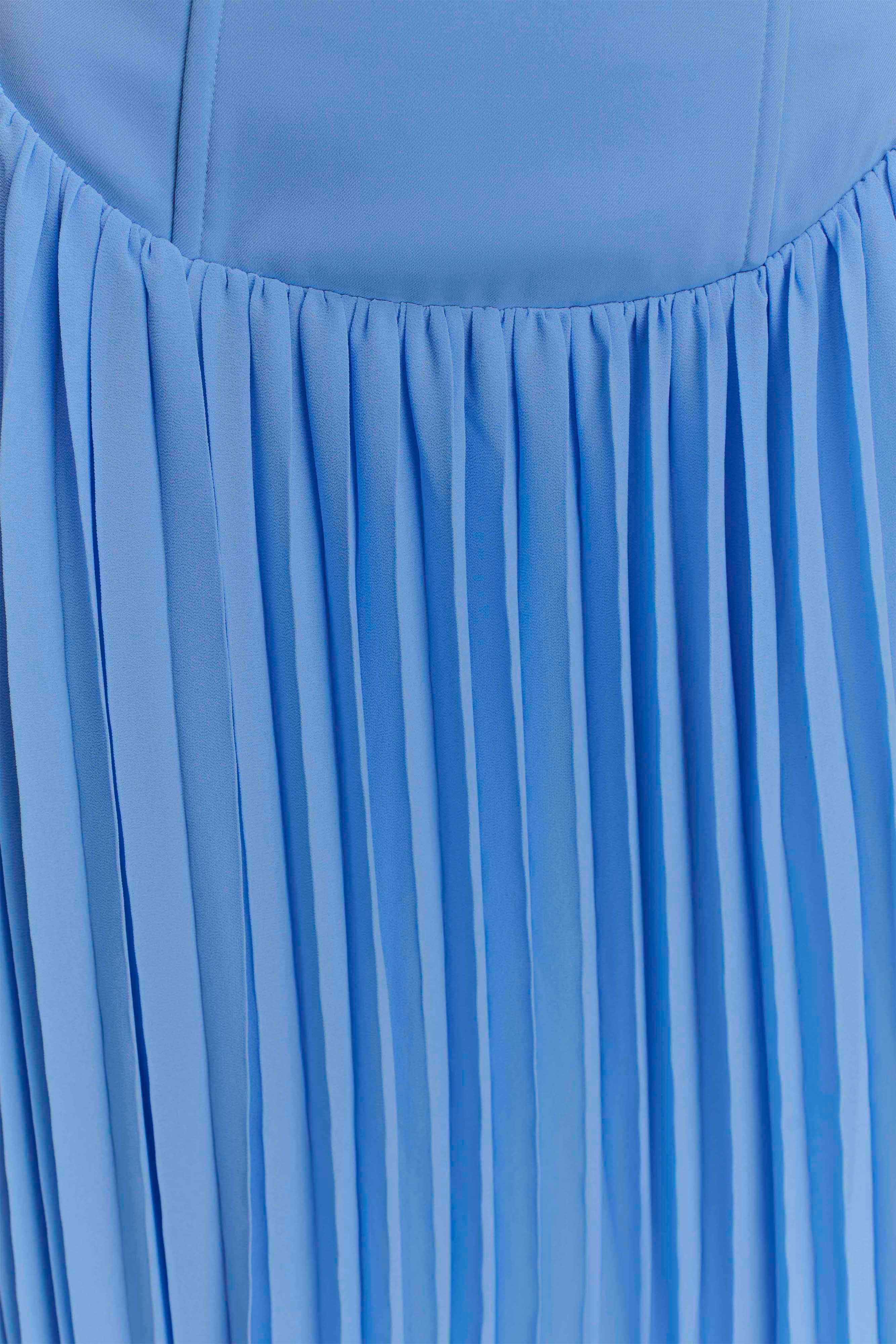 Stacie Pleated Halter Maxi Dress - Bright Blue - Image 8