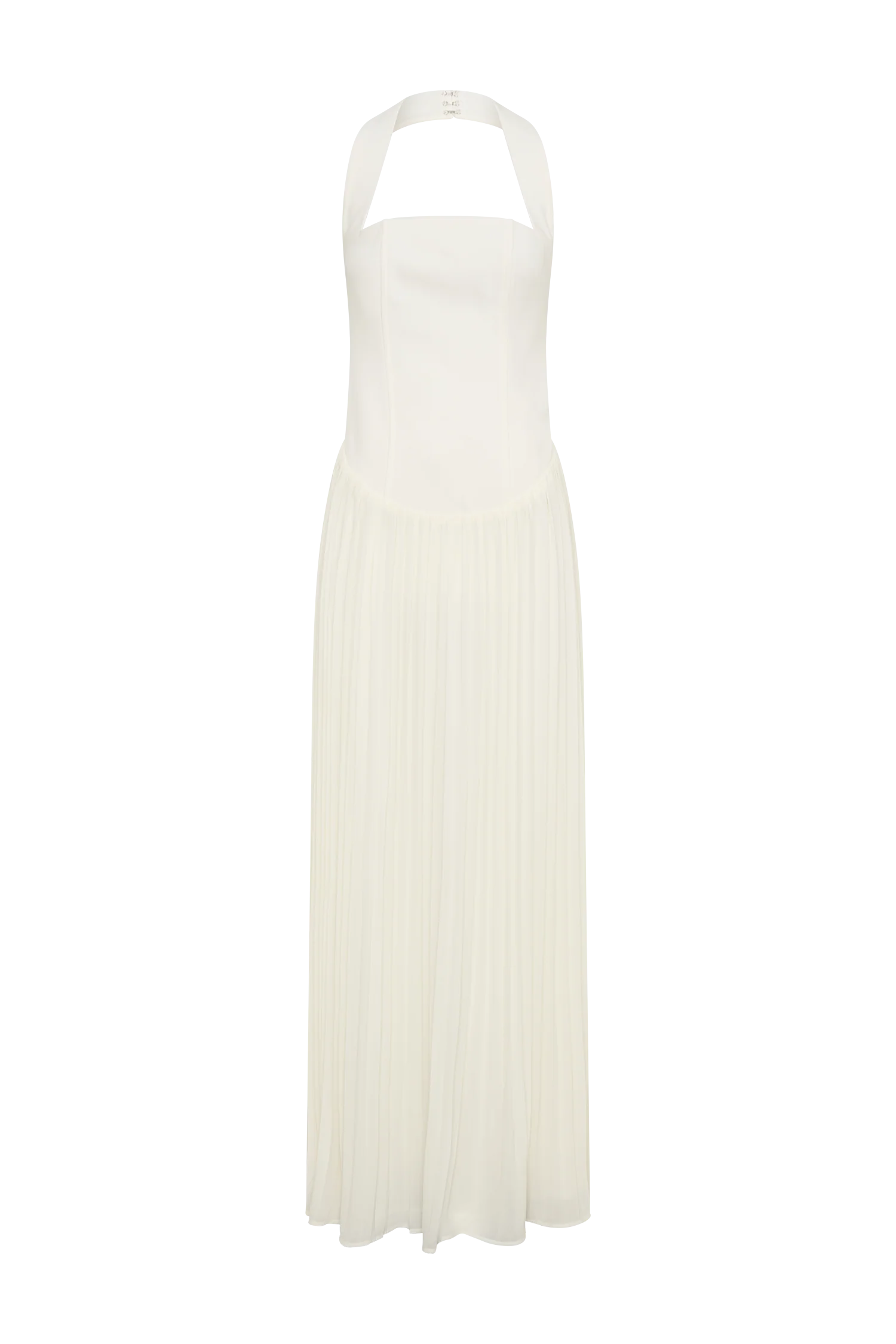 Stacie Pleated Halter Maxi Dress - Ivory - Image 9