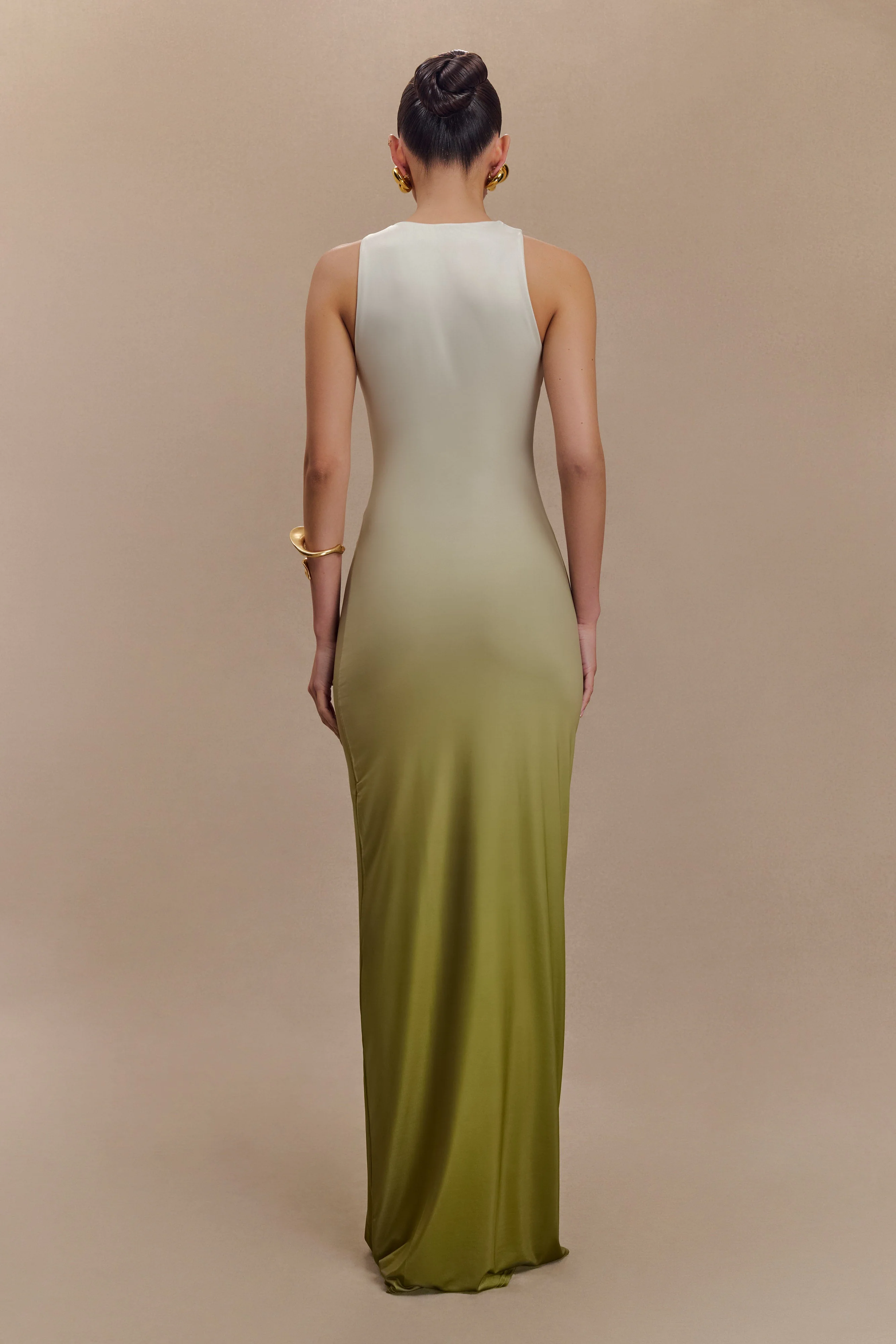 Stella Draped Slinky Maxi Dress - Ombre Vintage Olive - Image 2