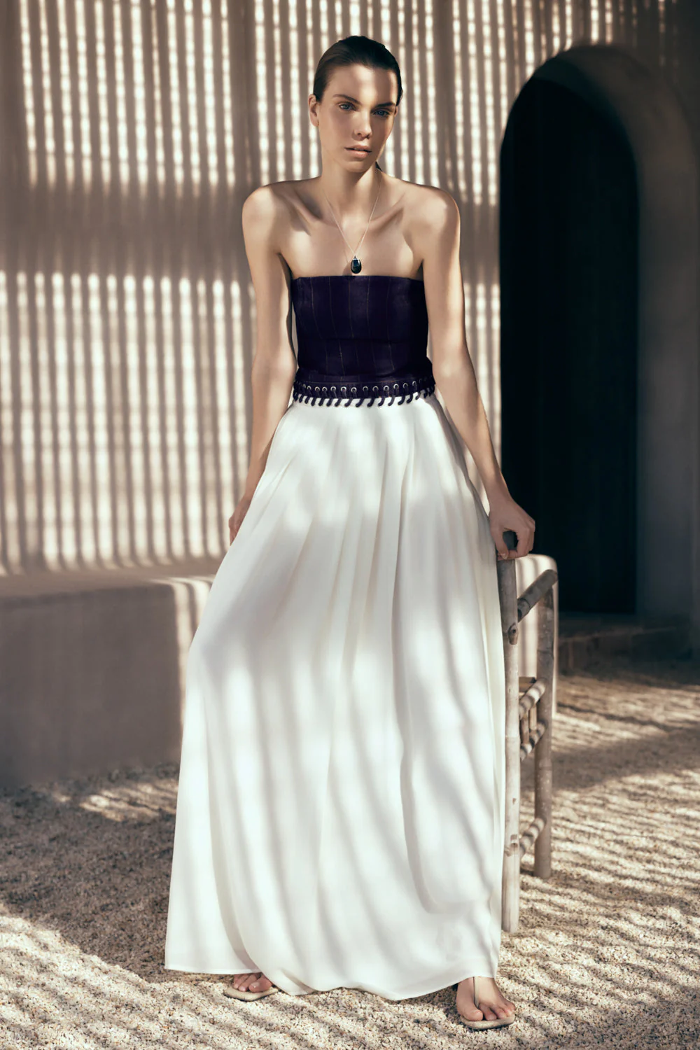 Suella Chiffon Denim Maxi Dress - Indigo Blue - Image 4