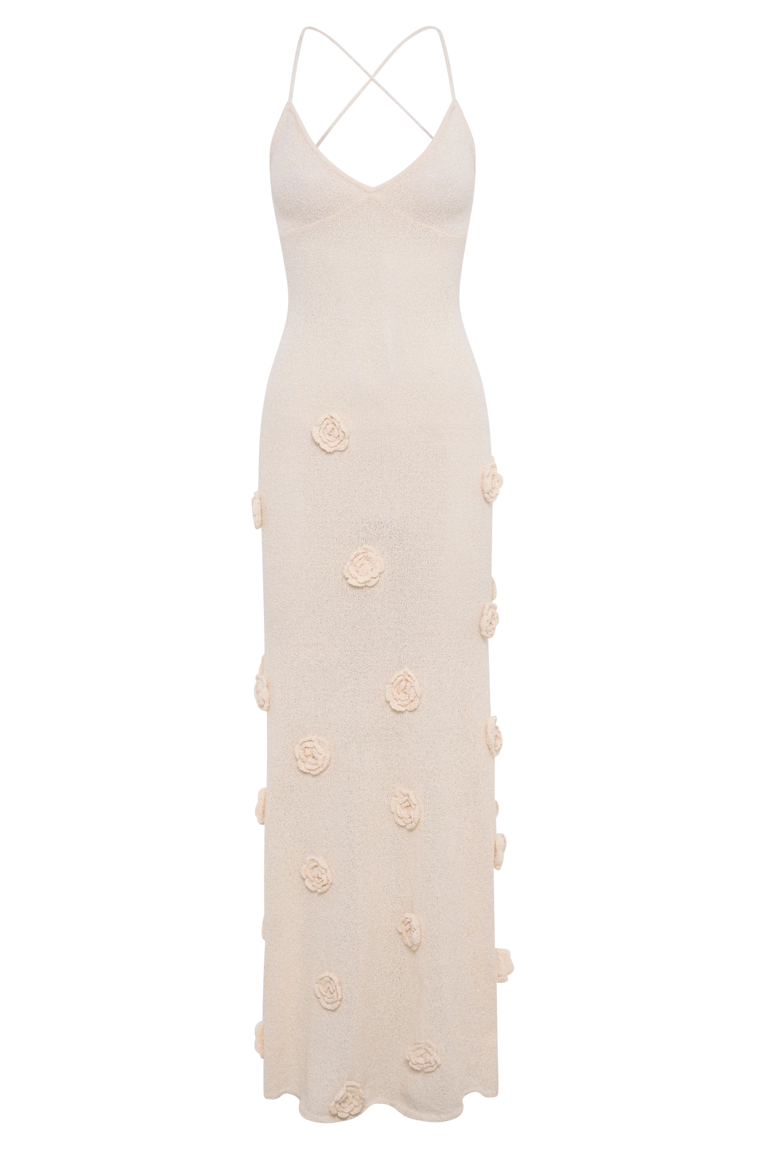 Suki Knit Maxi Dress With Flowers - Nude - Image 8