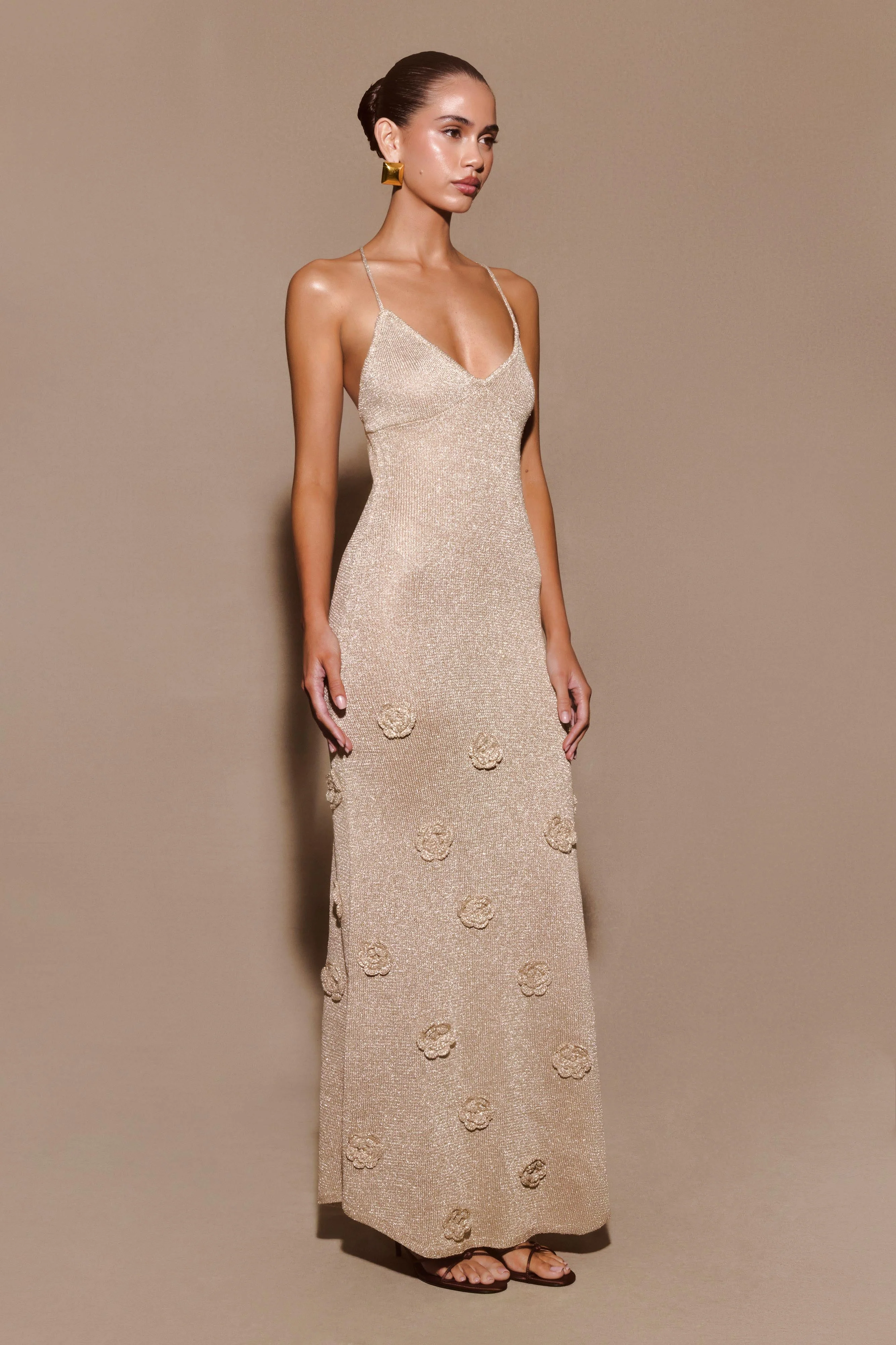 Suki Metallic Knit Maxi Dress - Gold - Image 4