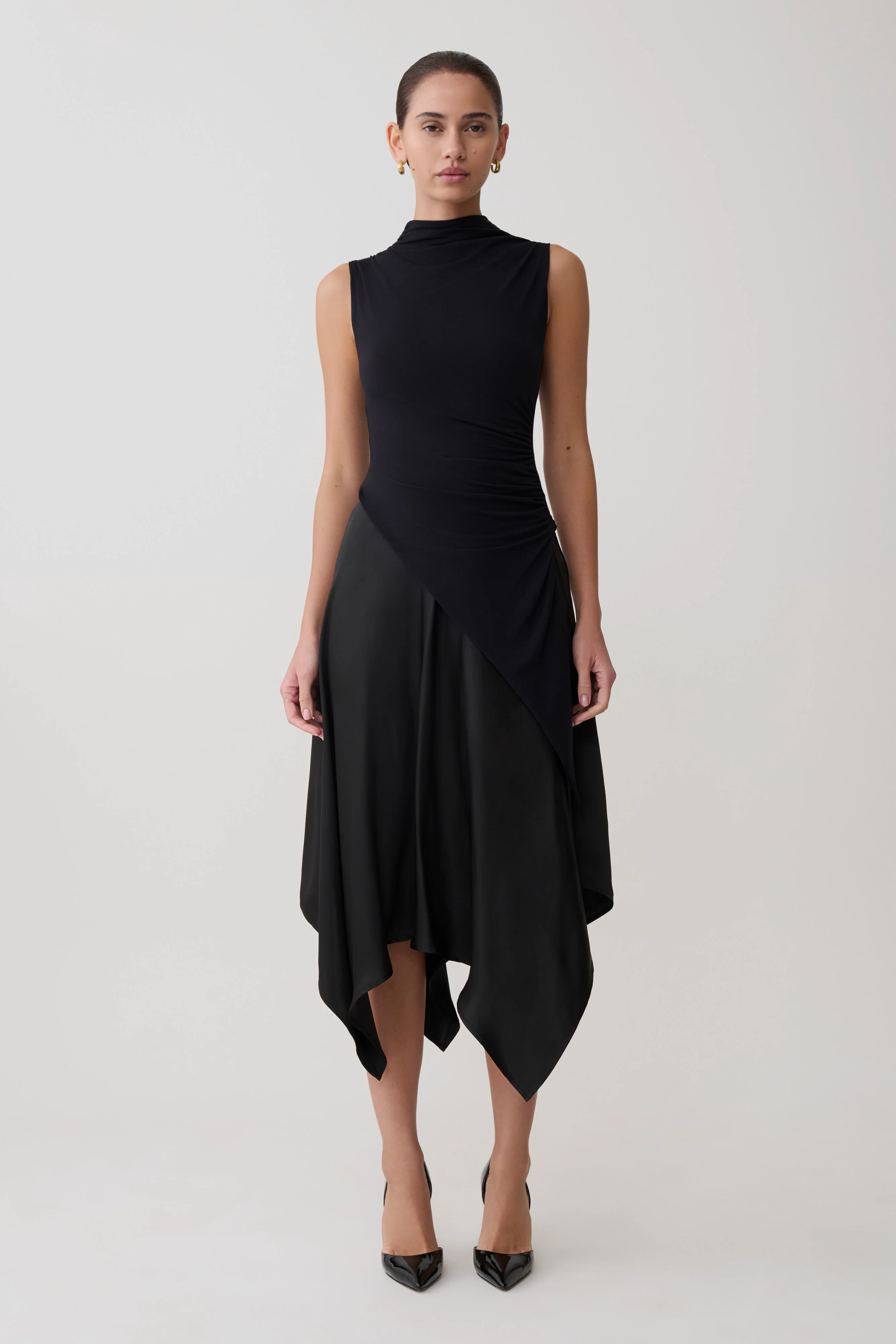 Suong High Neck Gathered Top - Black - Image 8