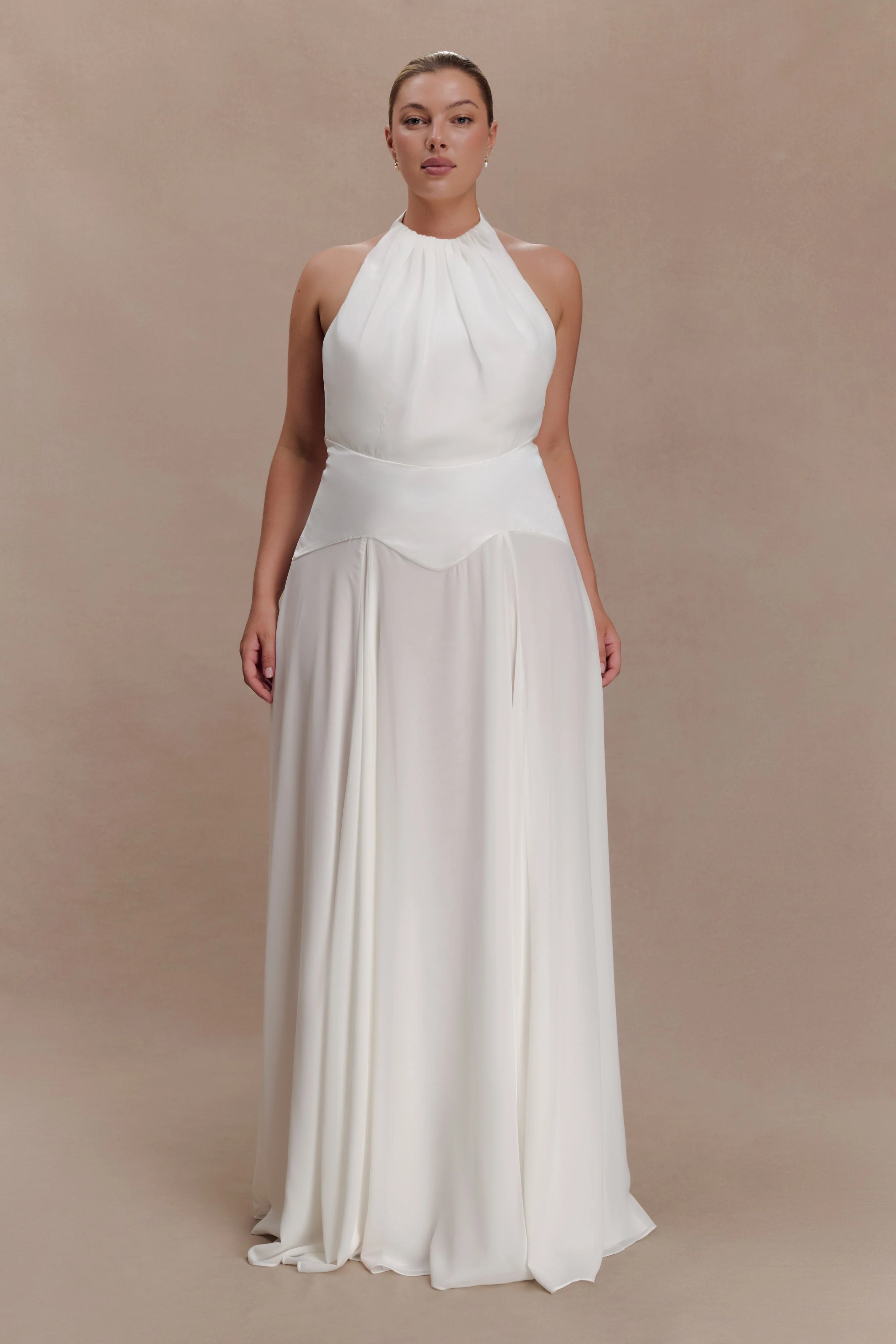 Susan Chiffon Halter Maxi Dress - Ivory - Image 7