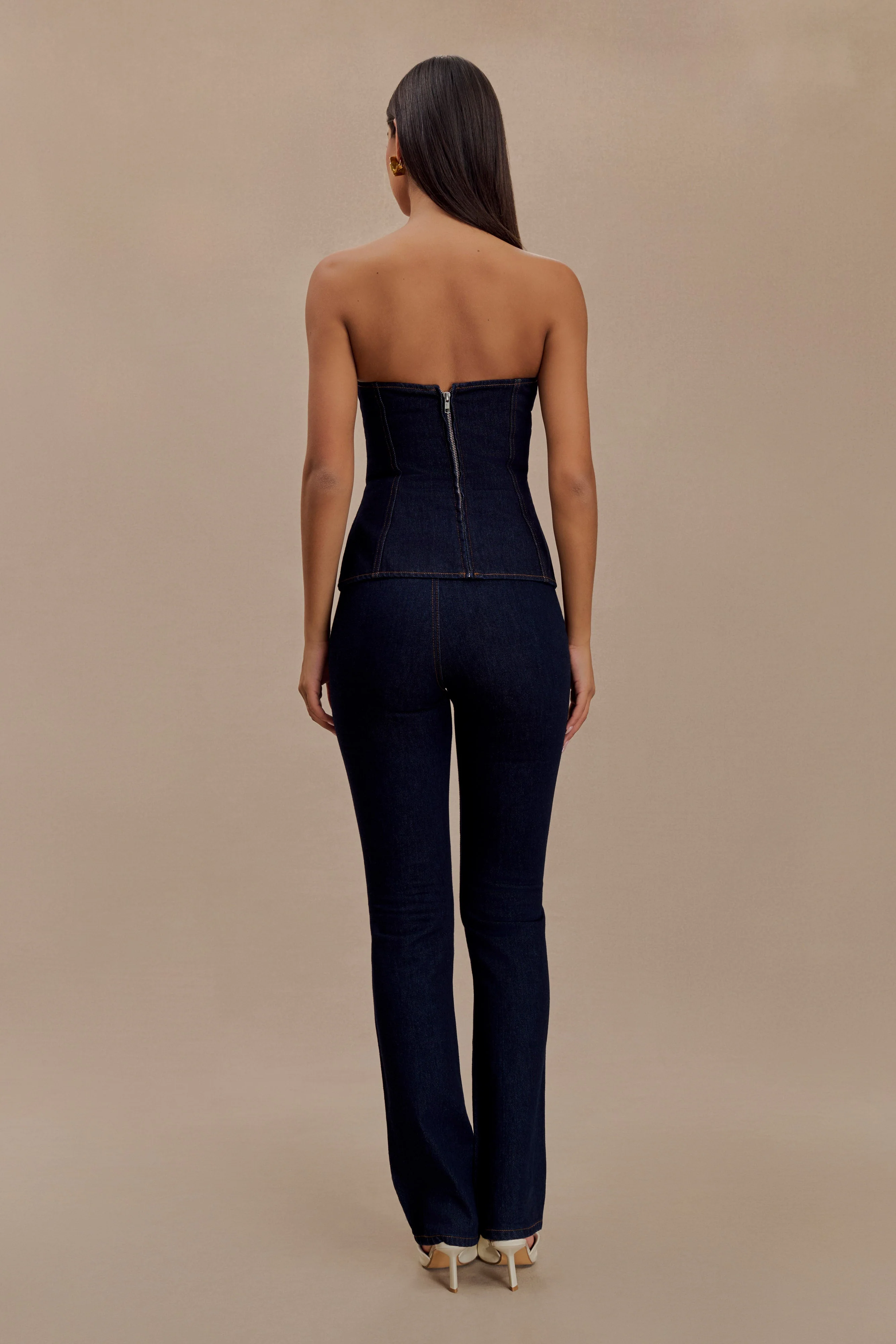 Sylas Strapless Buckle Denim Top - Indigo Blue - Image 9