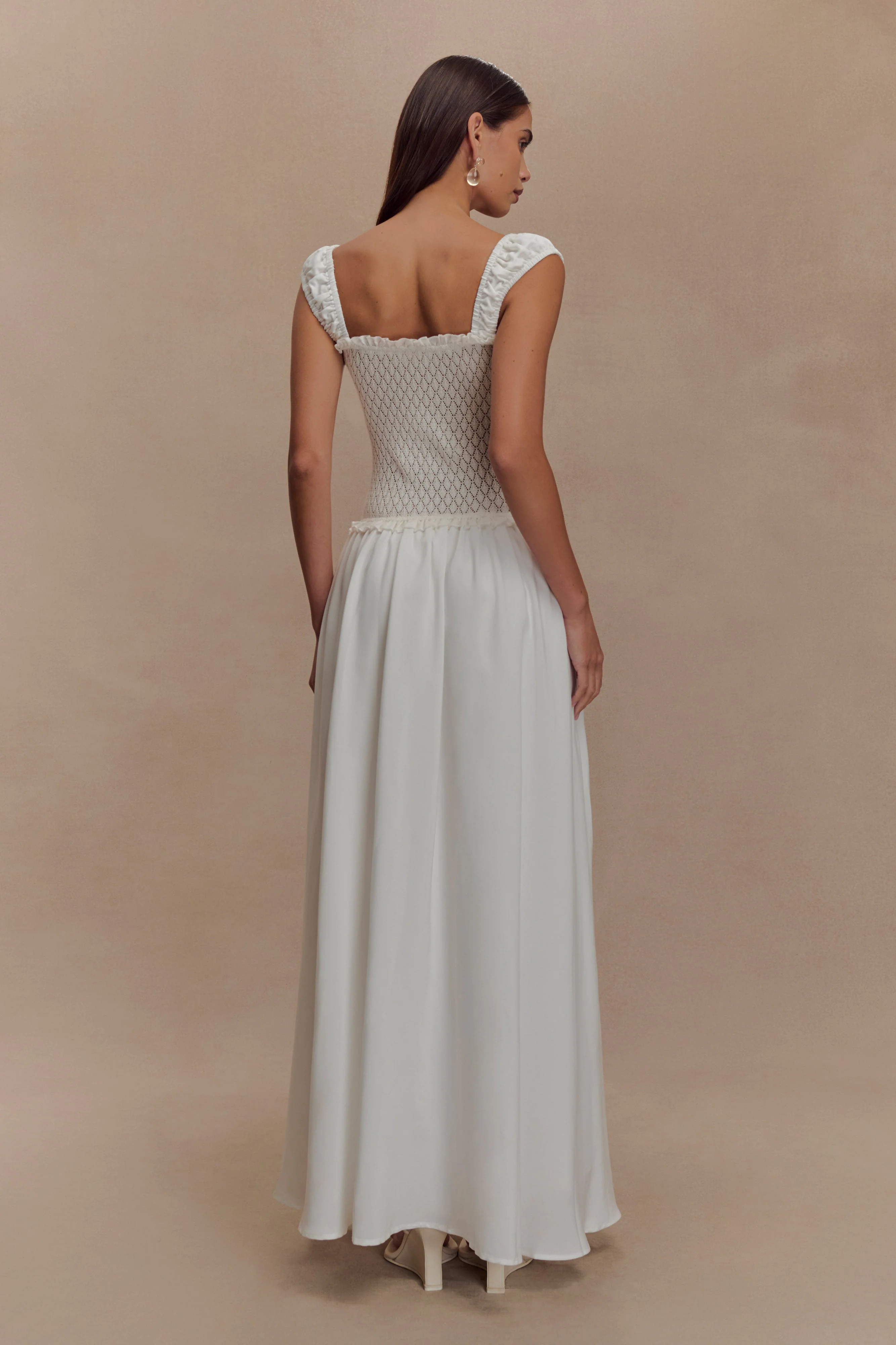 Tahlia Pointelle Knit Midi Dress - White - Image 2