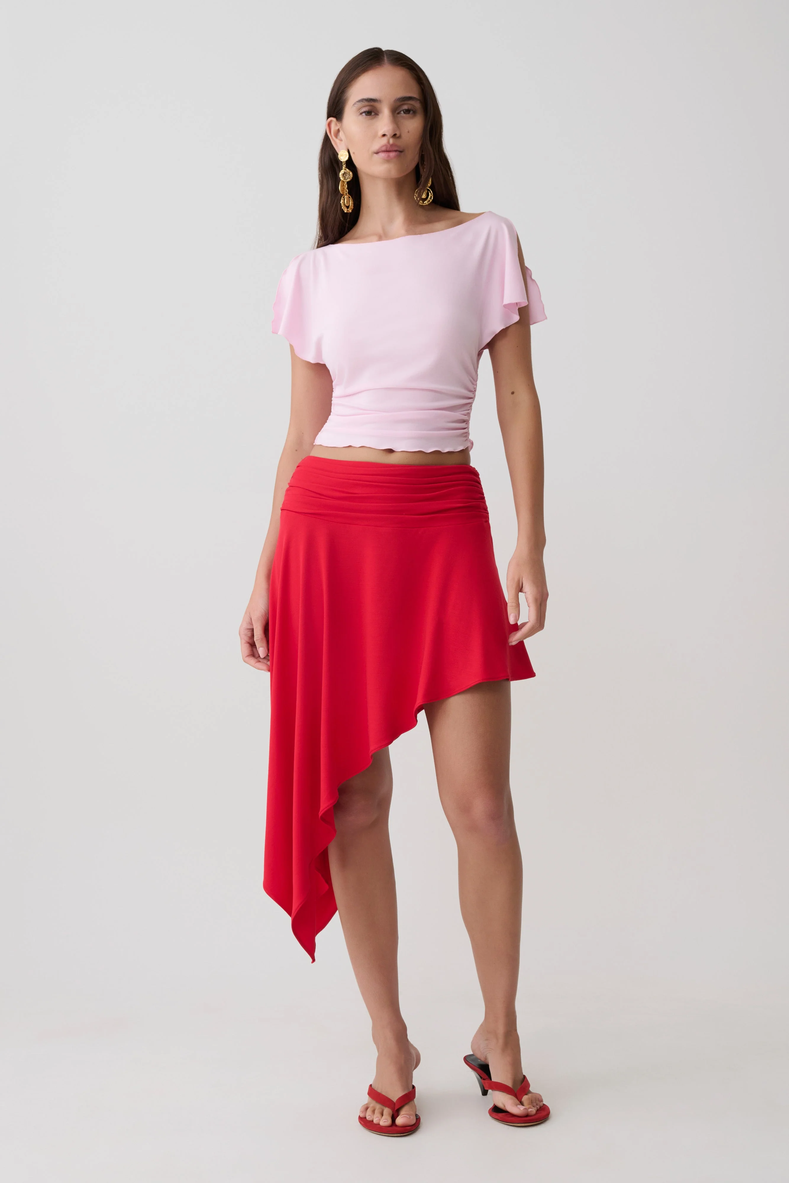 Talise Modal Flounce Short Sleeve Top - Ballet Pink - Image 7