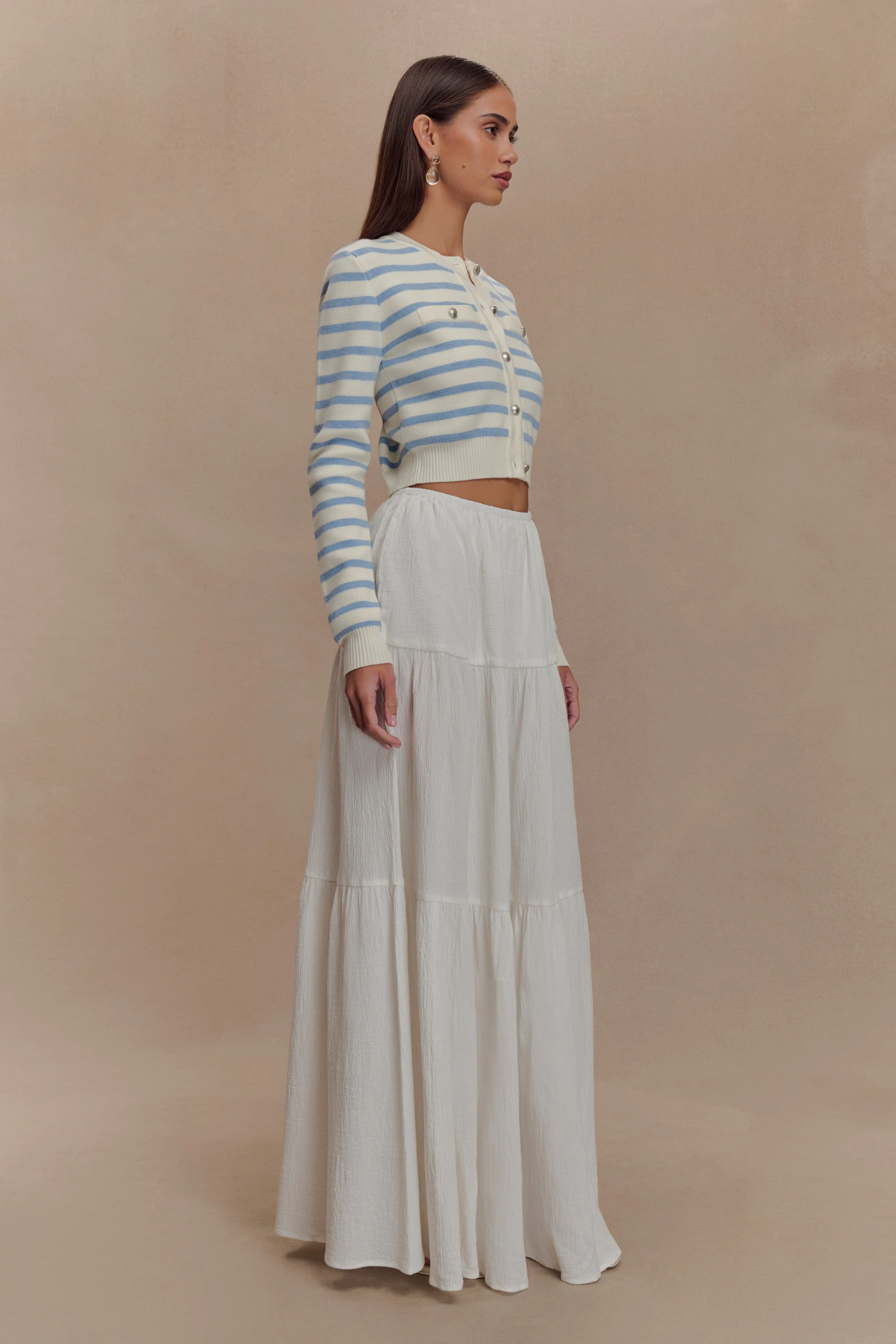 Tanner Striped Knit Cardigan - Light Blue/White - Image 4