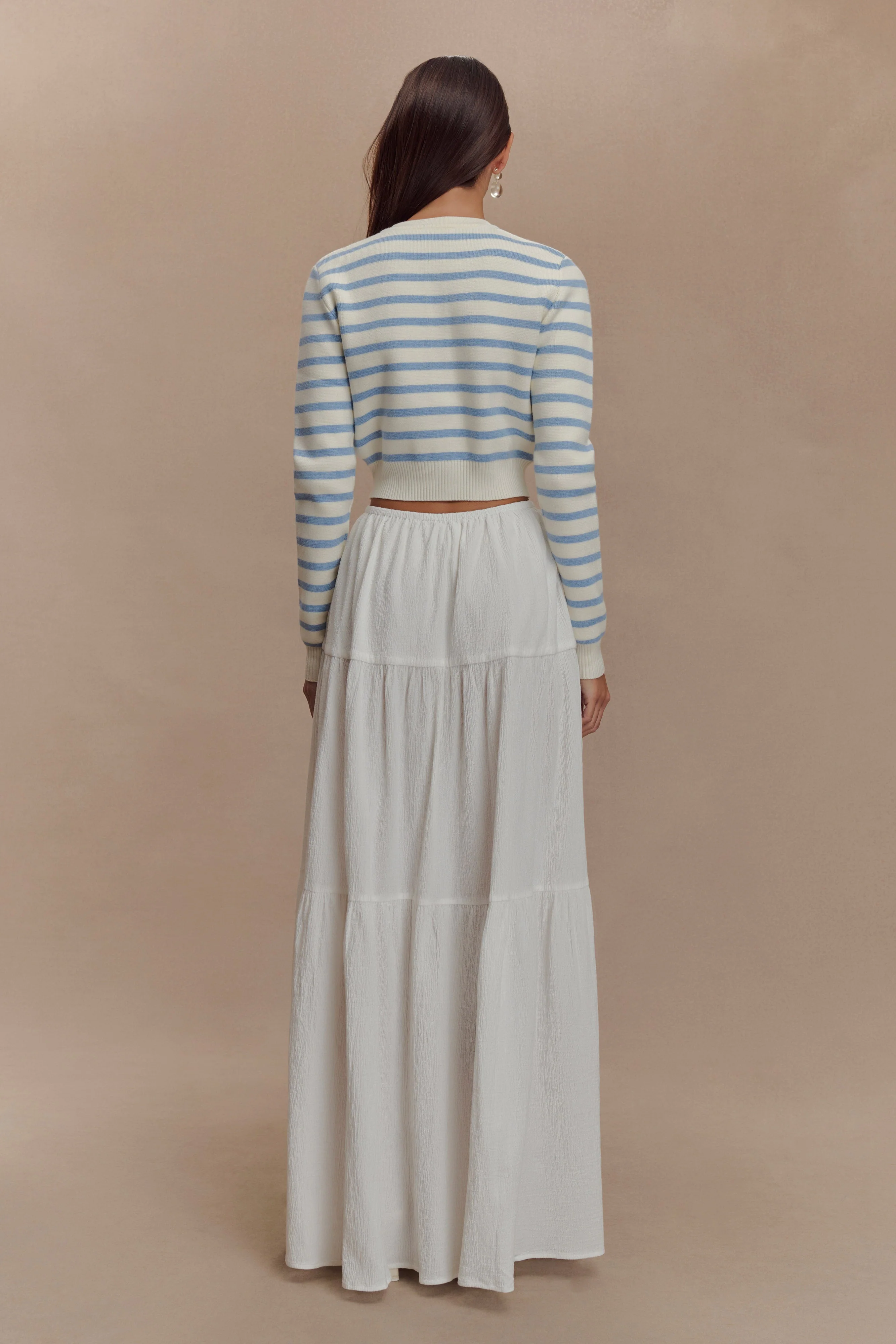 Tanner Striped Knit Cardigan - Light Blue/White - Image 5