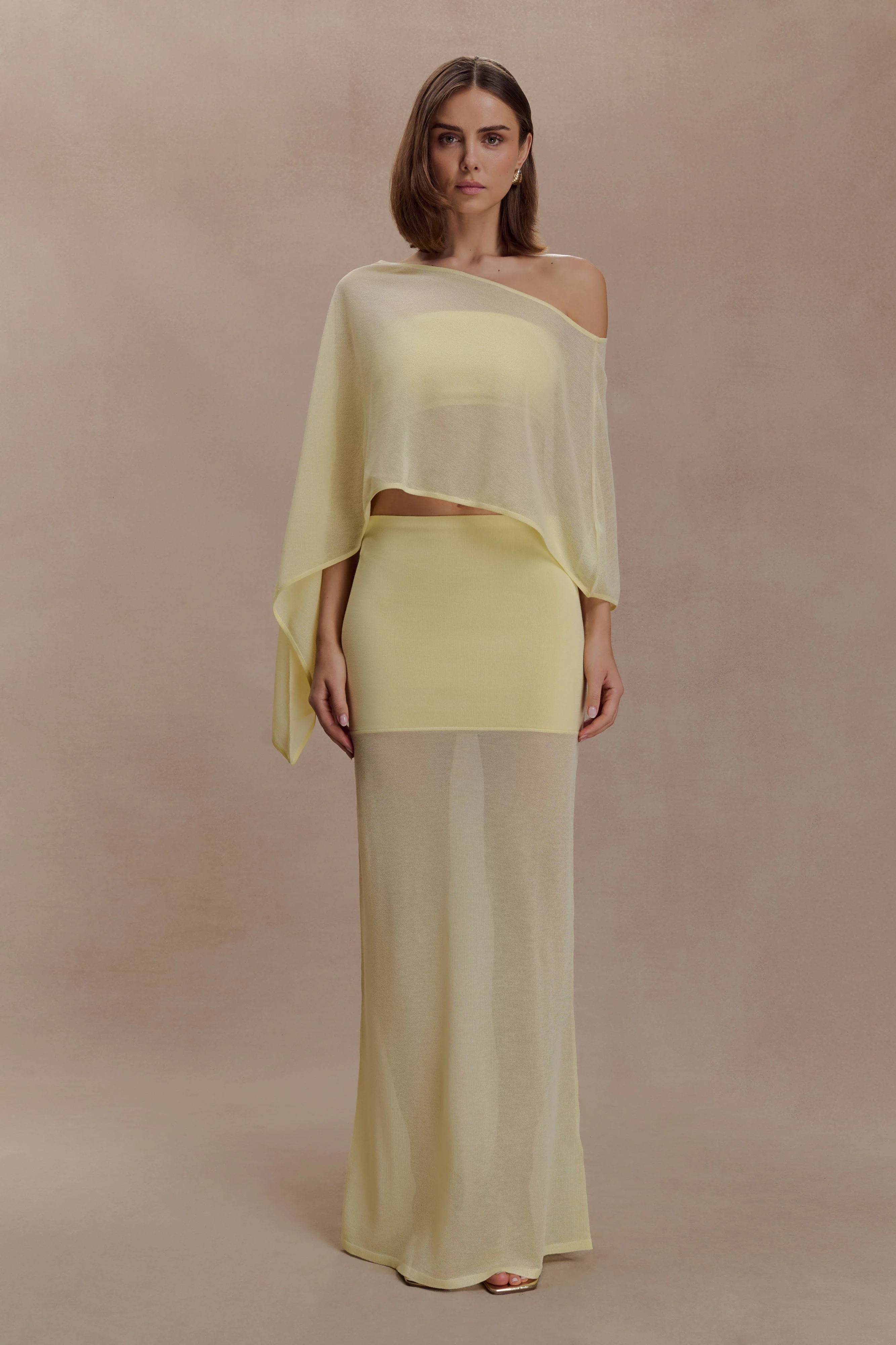Tanyel Sheer And Bandage Knit Maxi Skirt - Lemon - Image 3