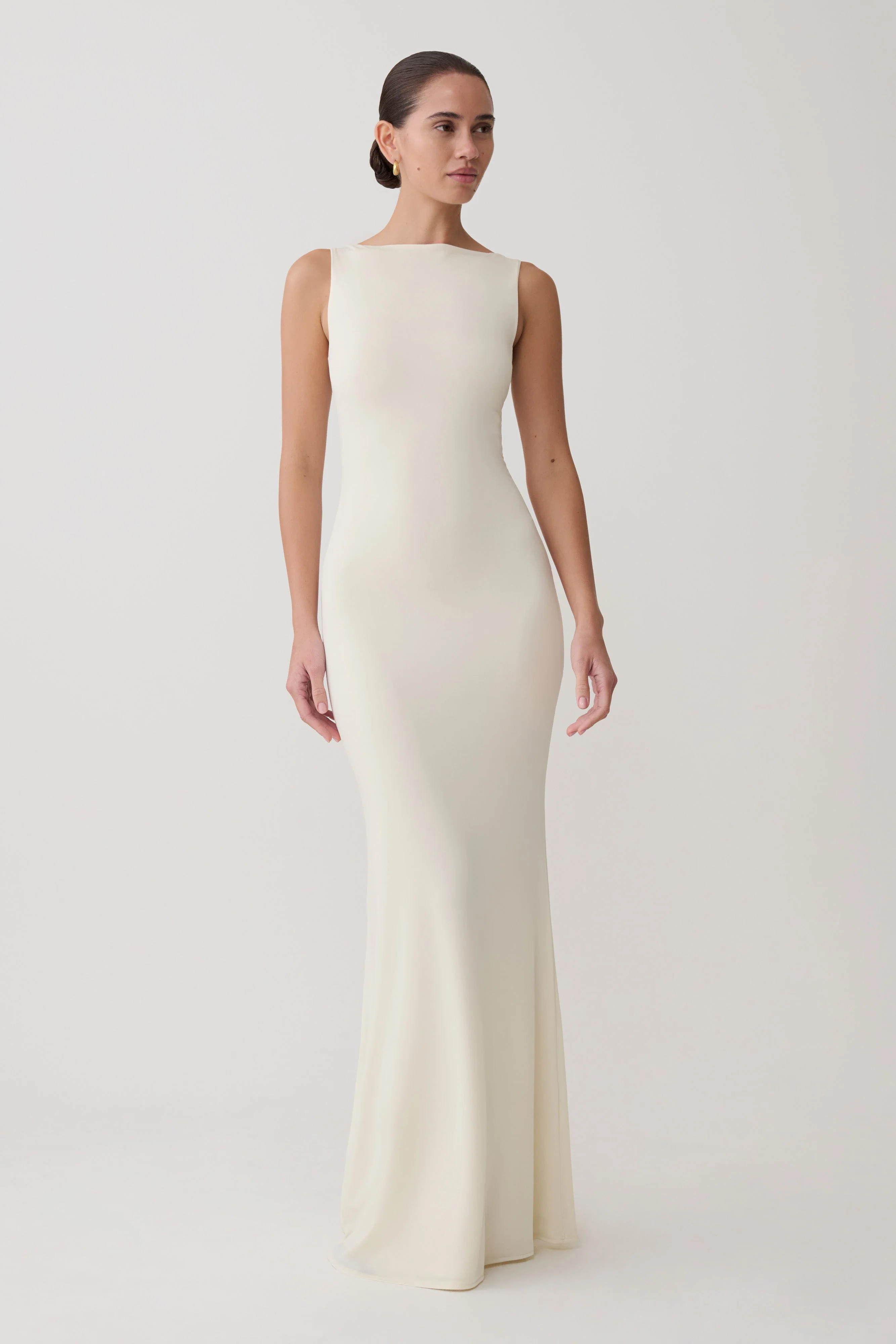 Tarna Sleeveless Slinky Maxi Dress - Bone - Image 5