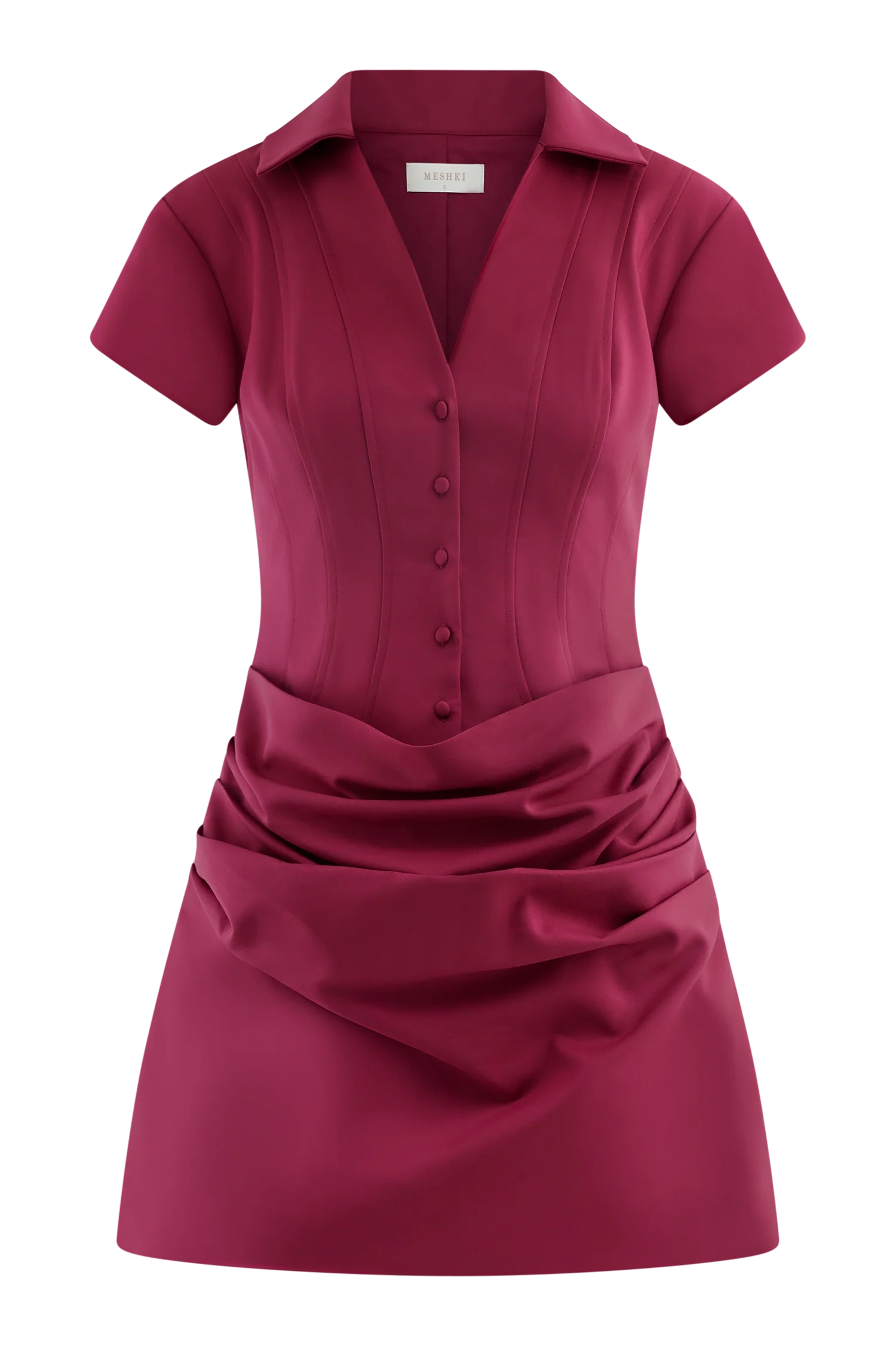 Tarryn Collared Cotton Mini Dress - Dragonfruit - Image 11