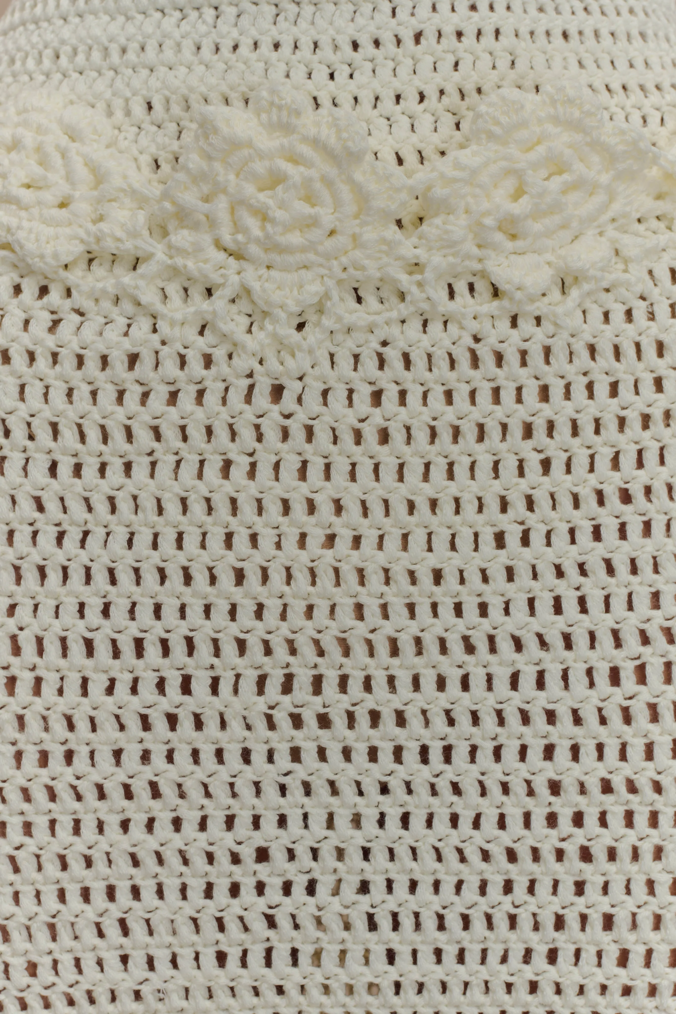 Teagan Floral Hand Crochet Midi Dress - Ivory - Image 9