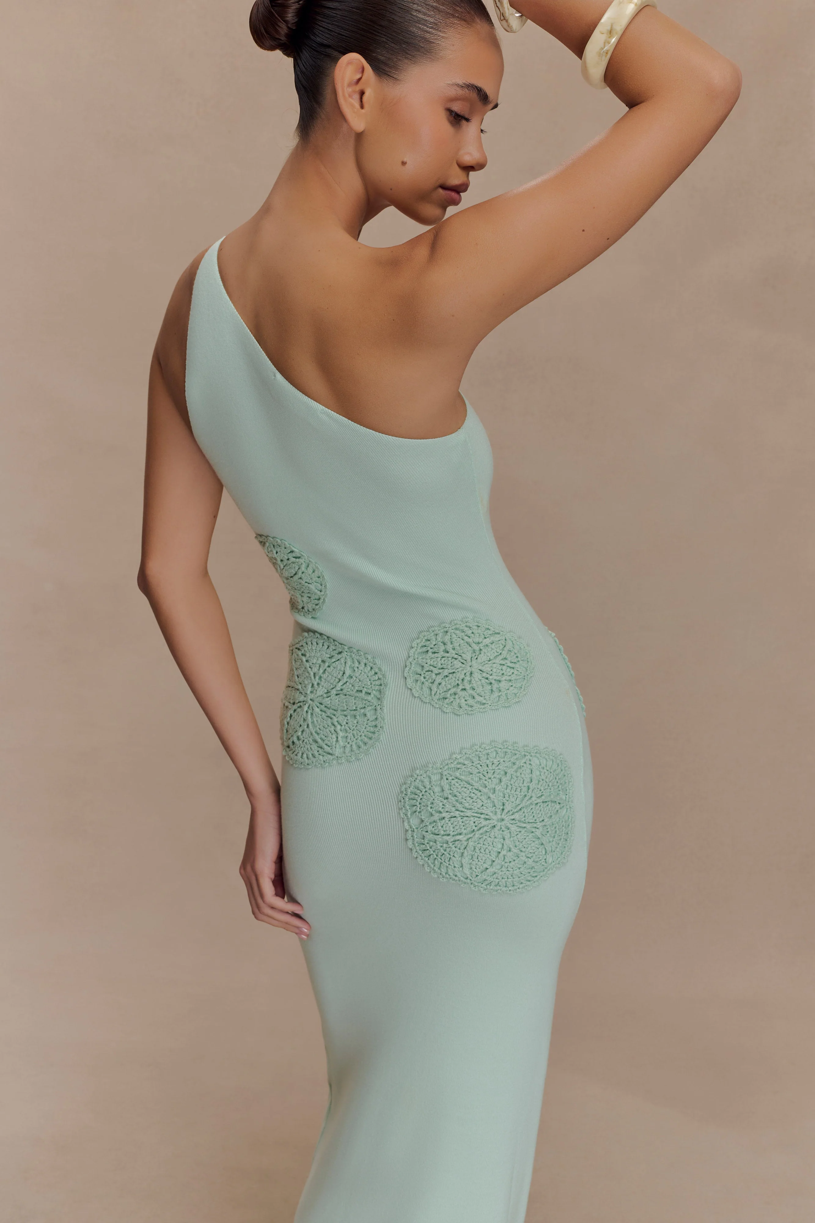 Teneika Crochet Knit Maxi Dress - Light Aqua - Image 3
