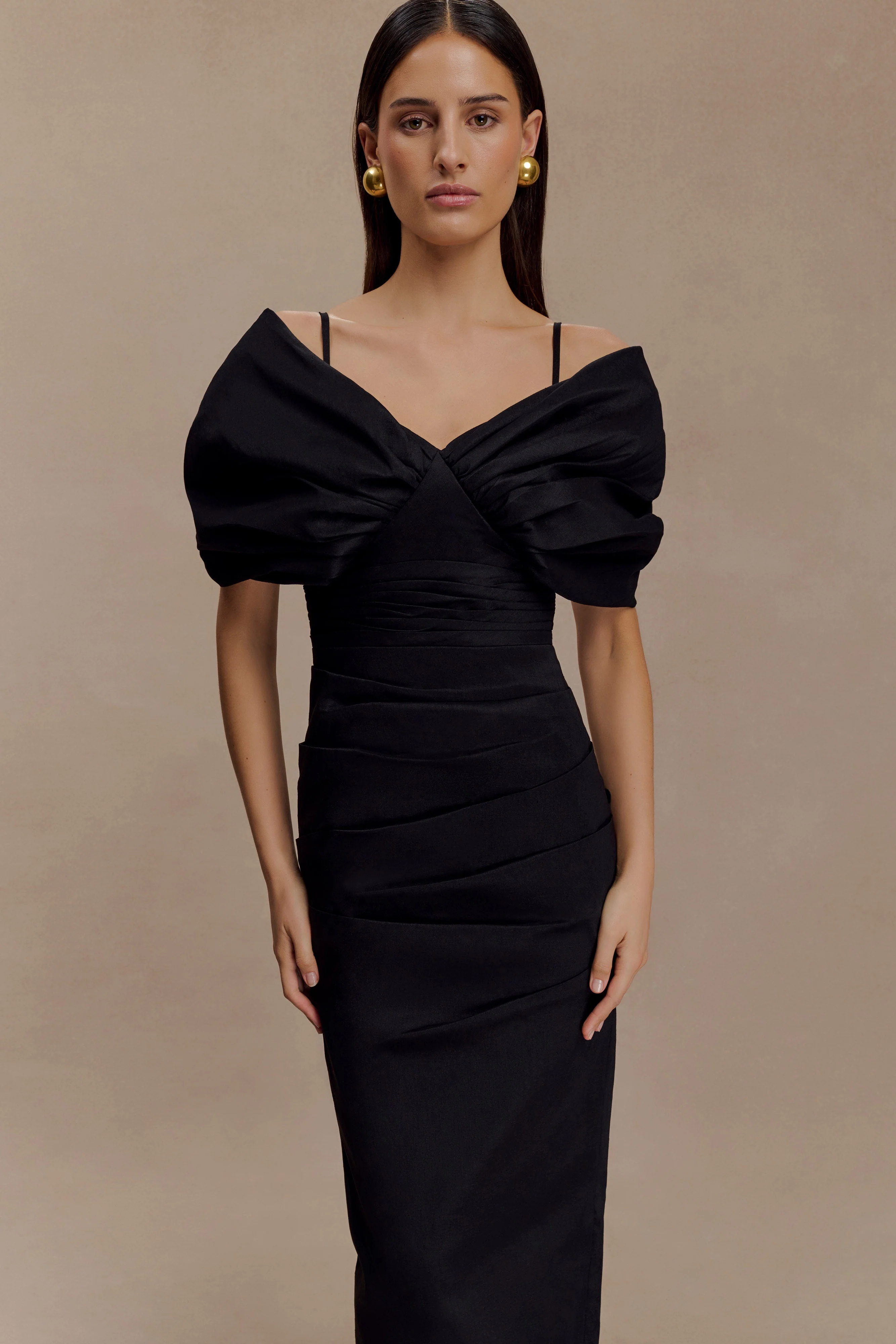 Thelma Bardot Maxi Dress - Black - Image 3