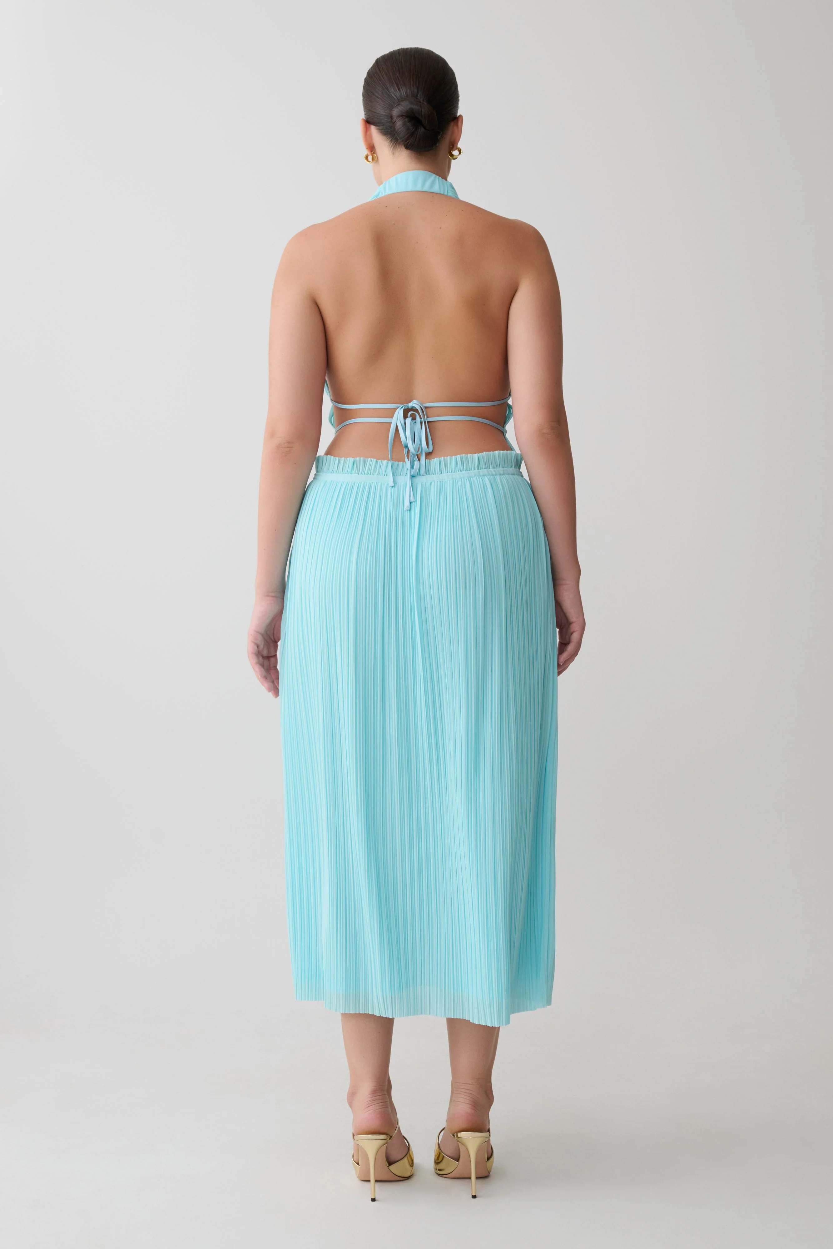 Thien Cowl Halter Midi Dress - Blue - Image 7