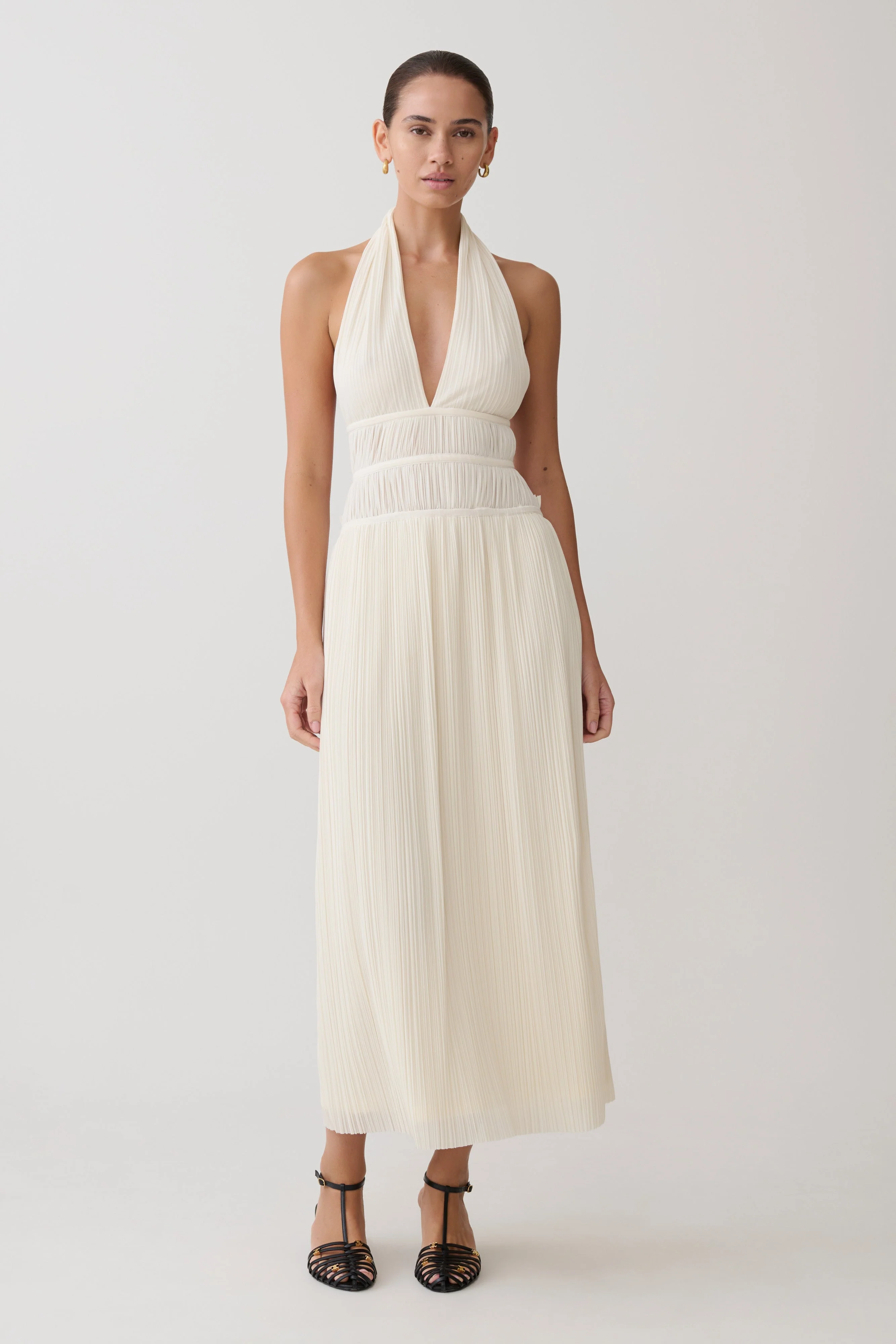 Thien Cowl Halter Midi Dress - Ivory - Image 2
