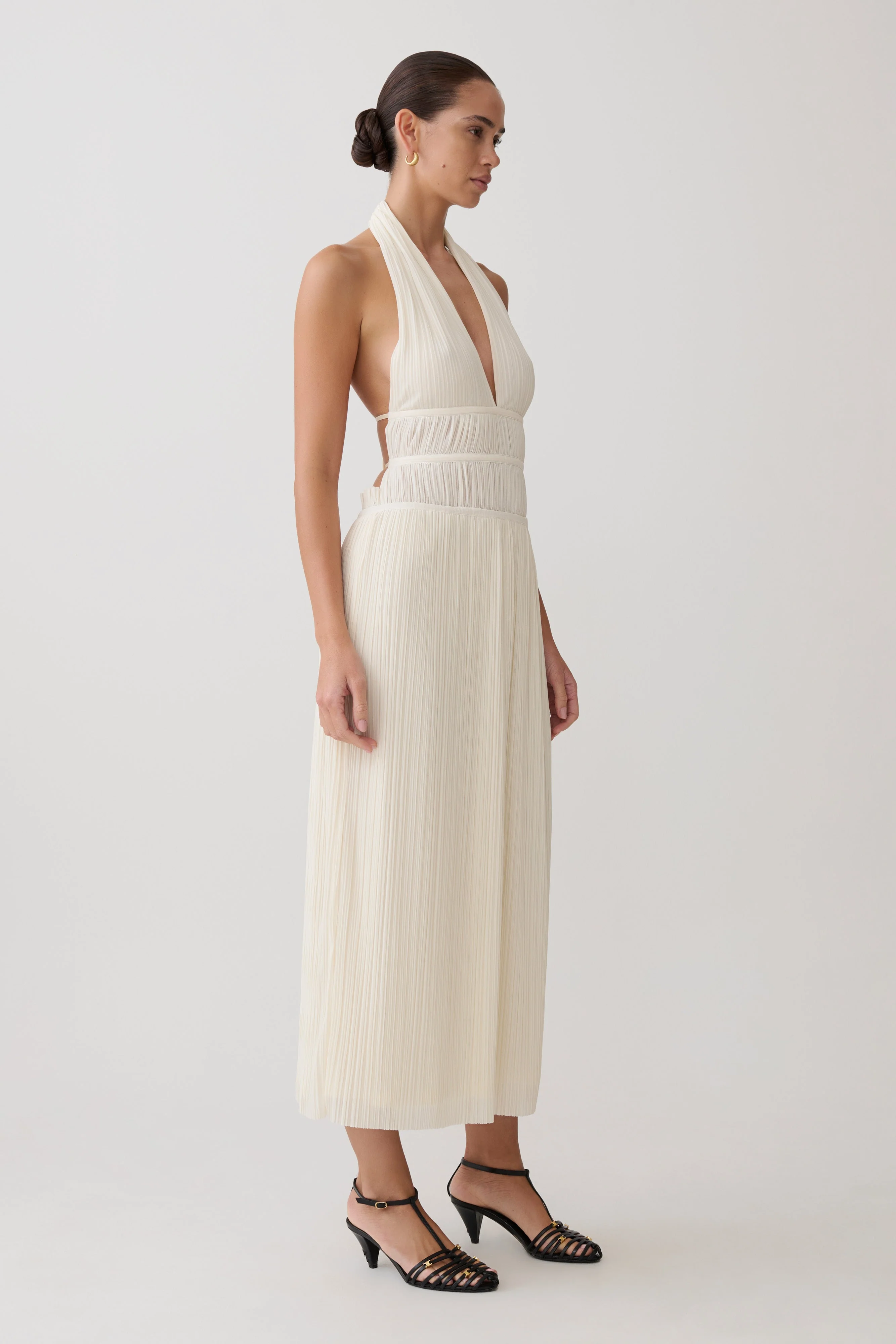 Thien Cowl Halter Midi Dress - Ivory - Image 5