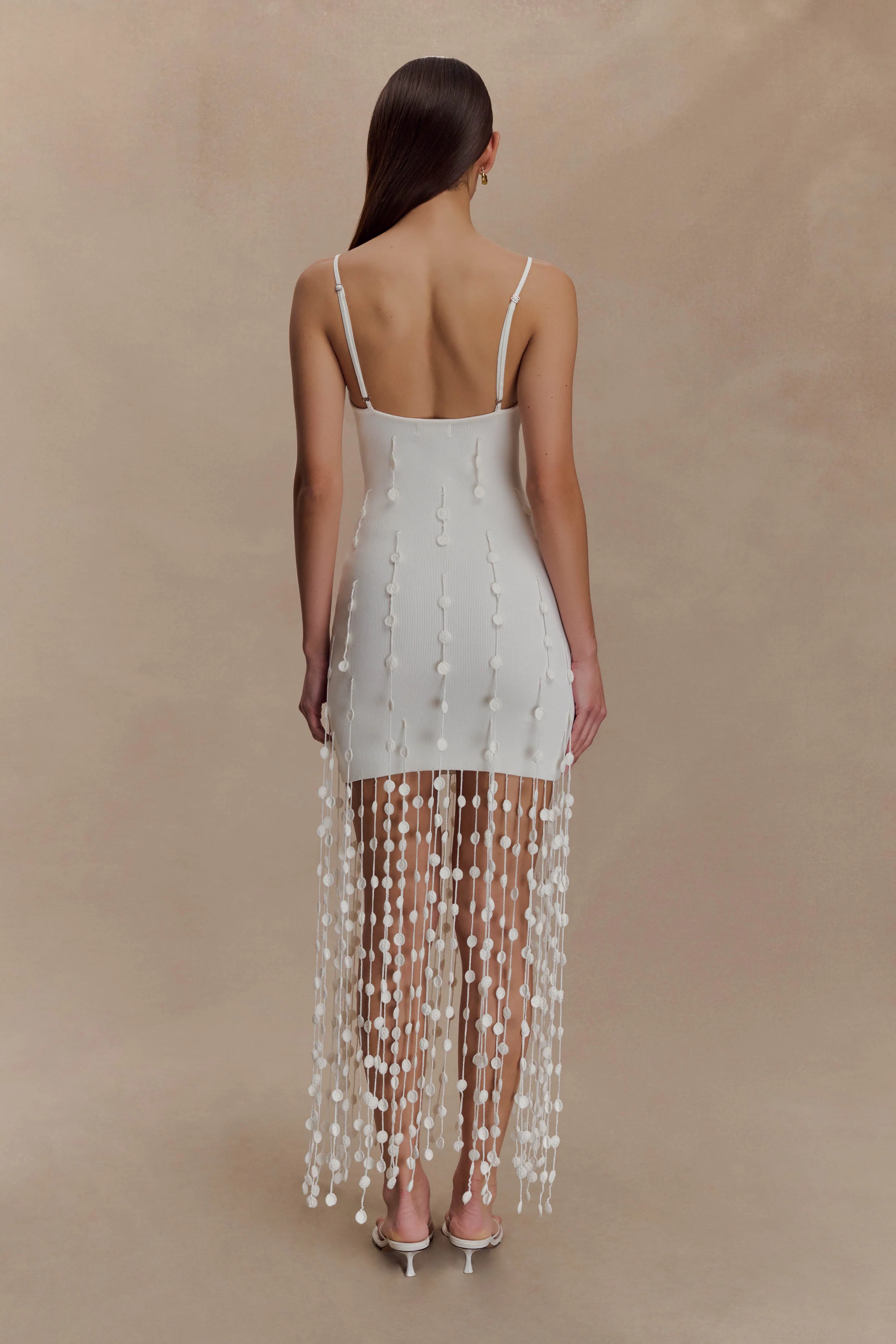 Tove Hand Knit Flower Mini Dress - White - Image 2