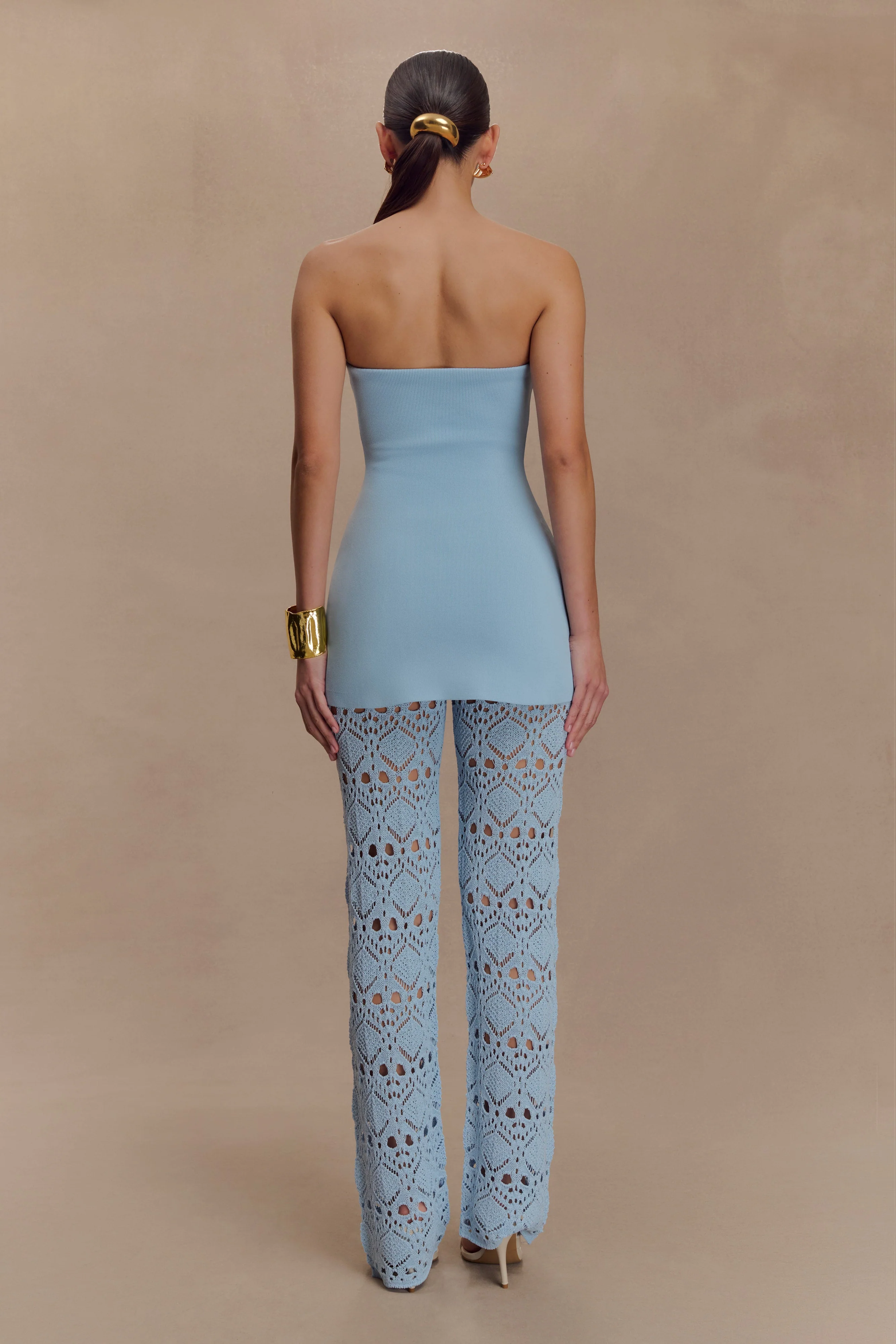 Trena Crochet Knit Pants - Sky Blue - Image 2